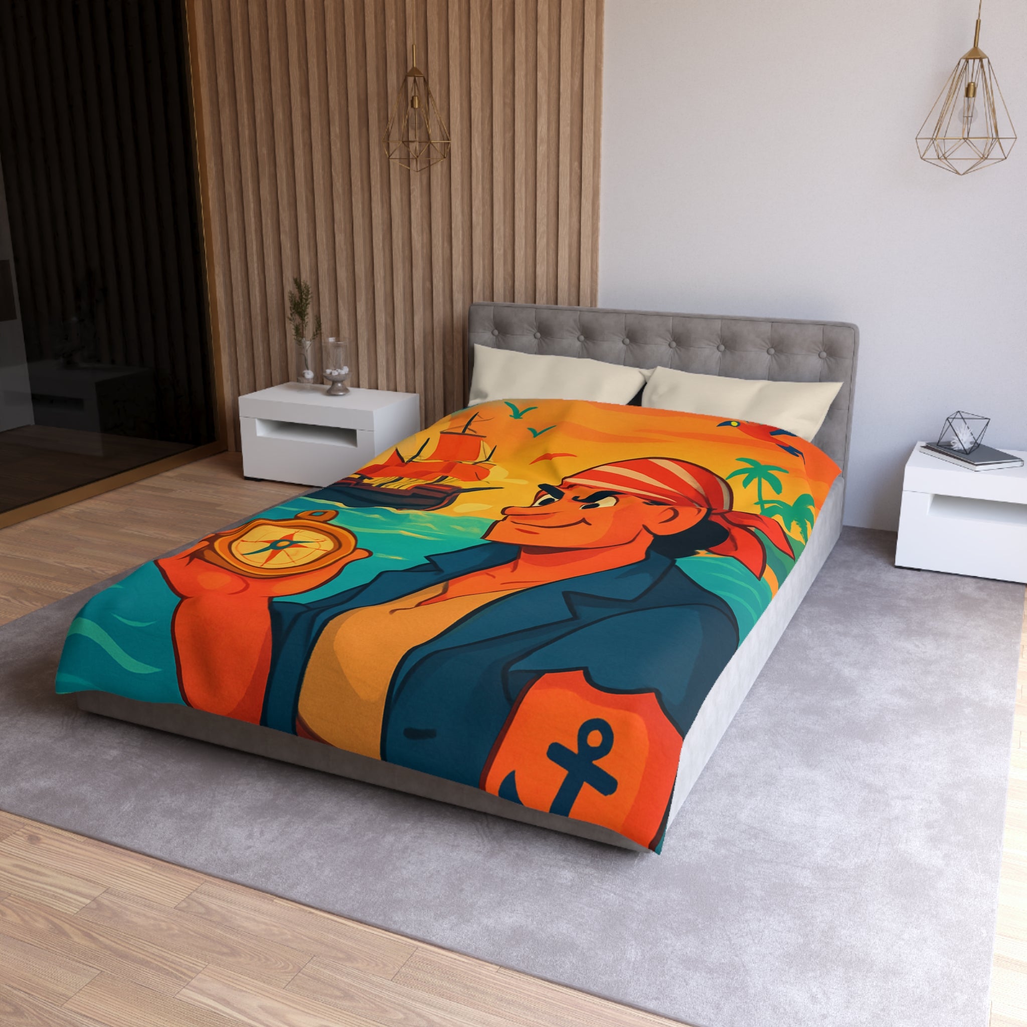 Housse de Couette Microfibre Illustration Unique Design Moderne Décoration Intérieure Raffinée