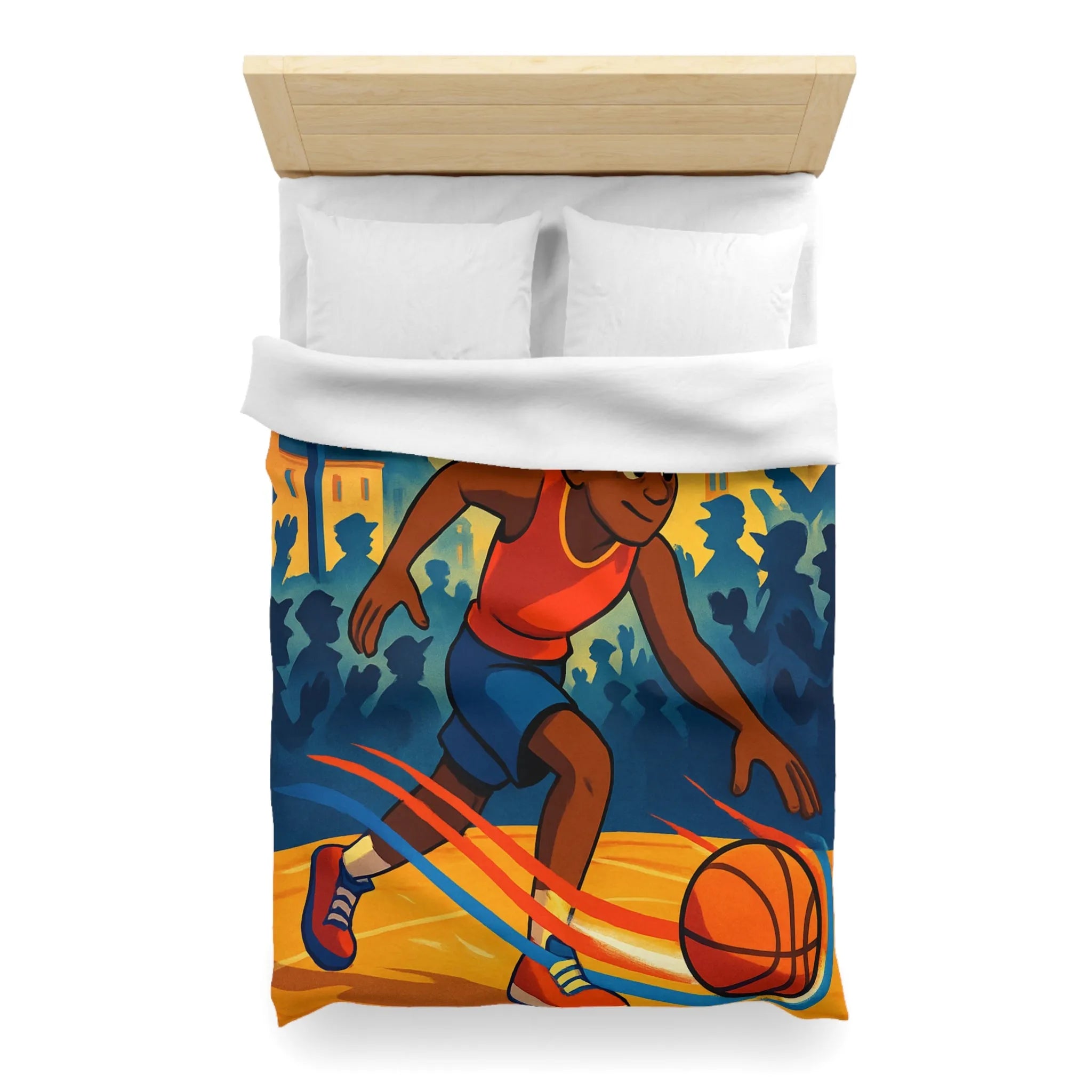 Housse de Couette Enfant Basket Rue Illustration Vibrante Style Bande Dessinée Jeune Esprit