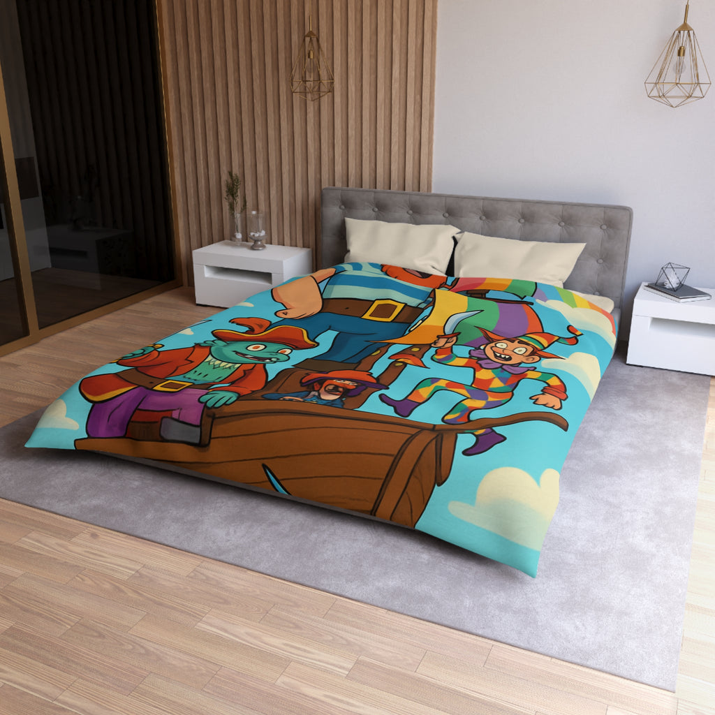 Housse de couette pirate joyeux arc-en-ciel colorée avec bateau pour enfant chambre