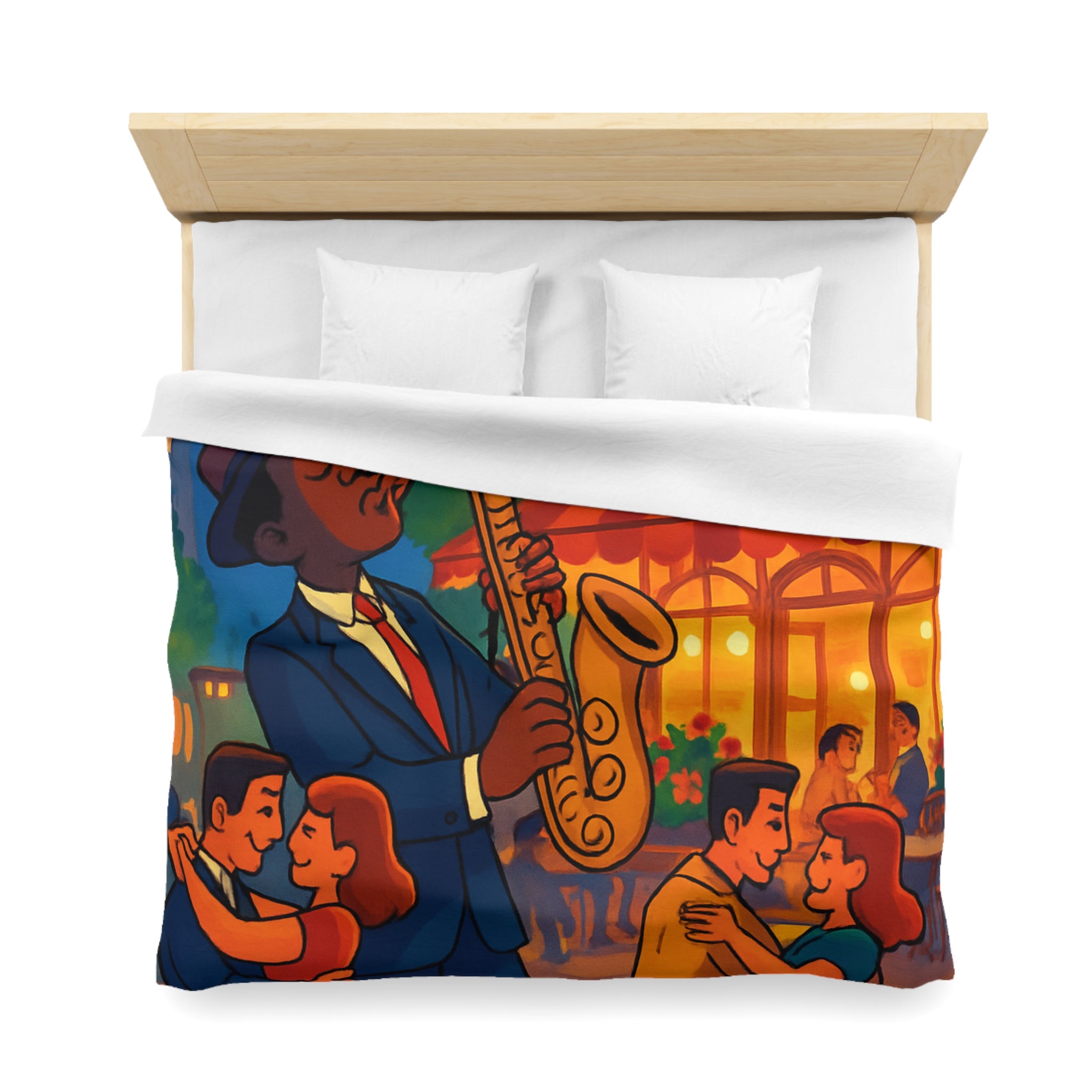 Housse de Couette Romantique Jazz Nuit avec Danseurs et Lumières Ambiance Parisienne