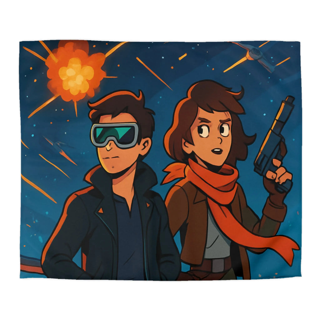 Housse de couette aventure galactique avec pilotes intrépides et bataille spatiale épique