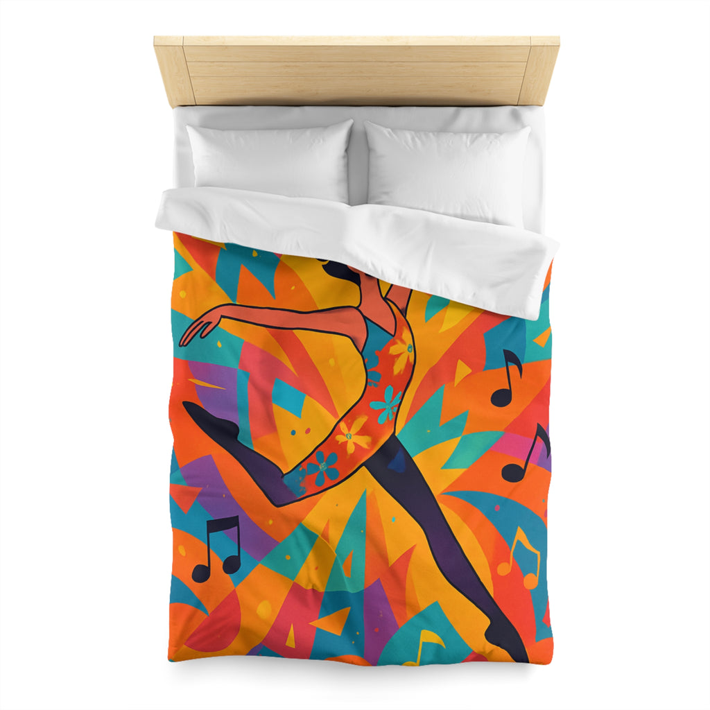 Housse de couette vibrante avec danseur aux couleurs éclatantes et motifs musicaux