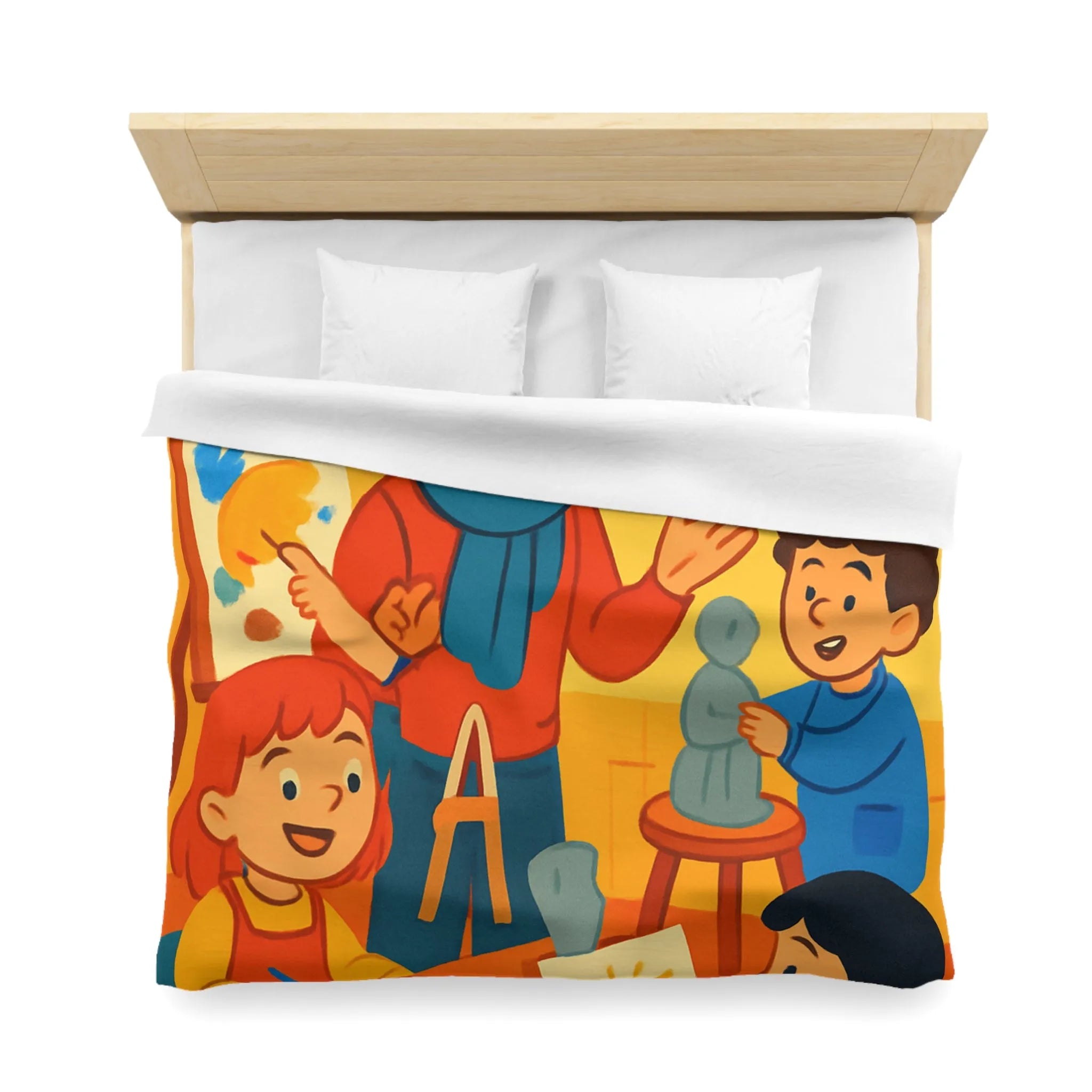 Enchantez votre chambre avec une housse de couette colorée pour enfants sur le thème artistique