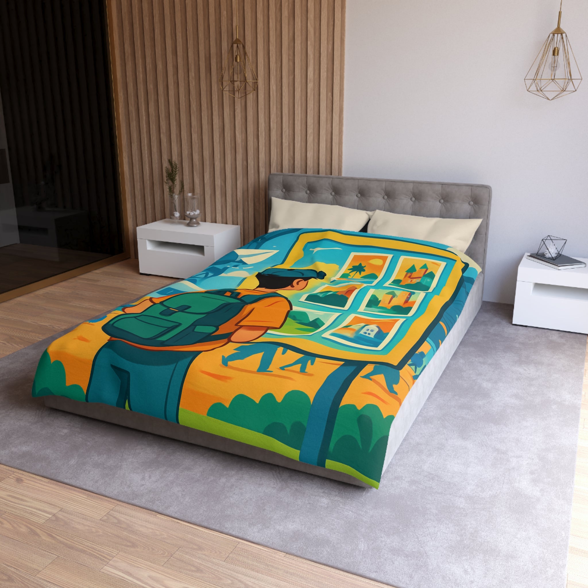 Housse de Couette Microfibre Design Artistique Moderne Décoration Chambre Confort Premium