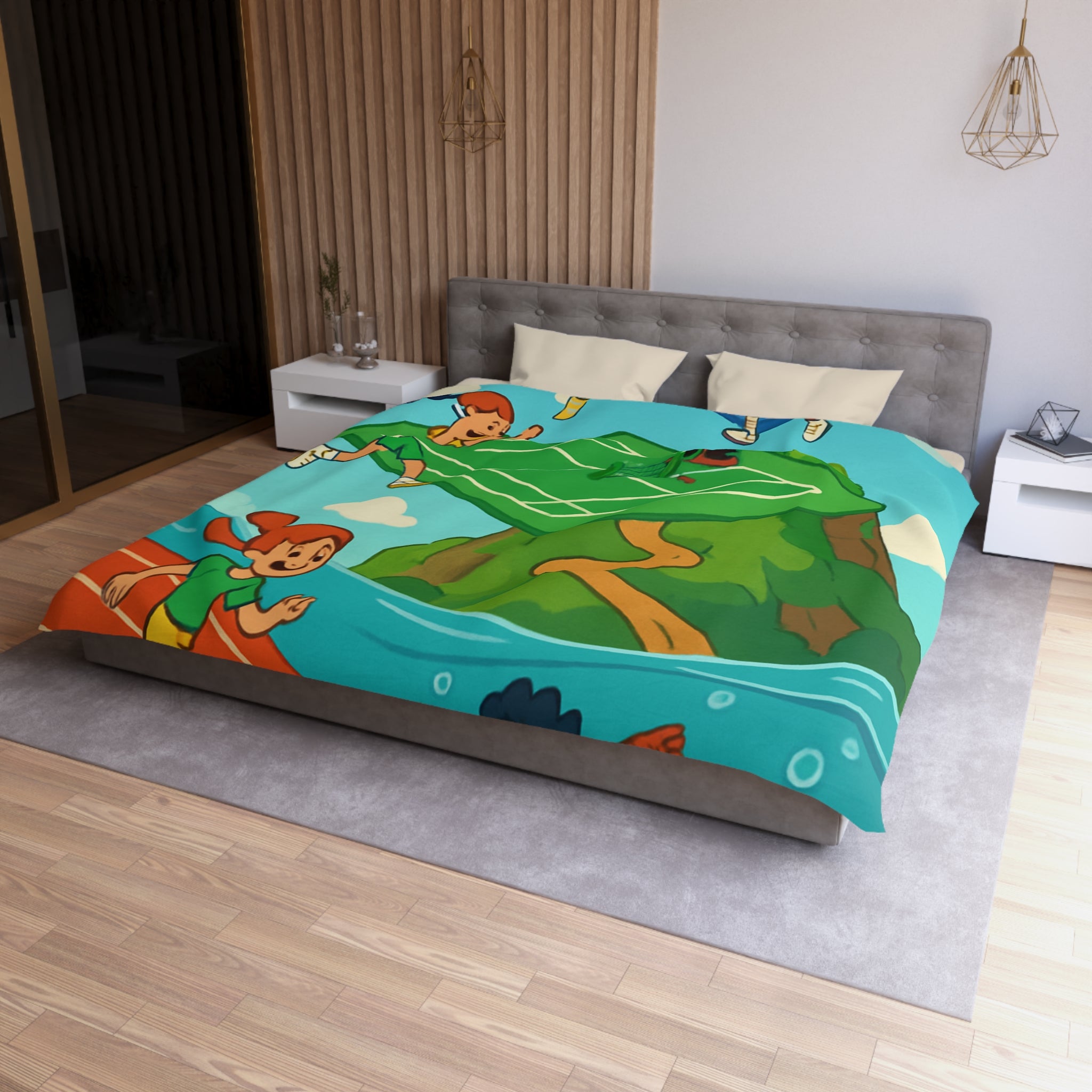 Housse de Couette Microfibre Motif Créatif Original Style Contemporain Chambre Élégante