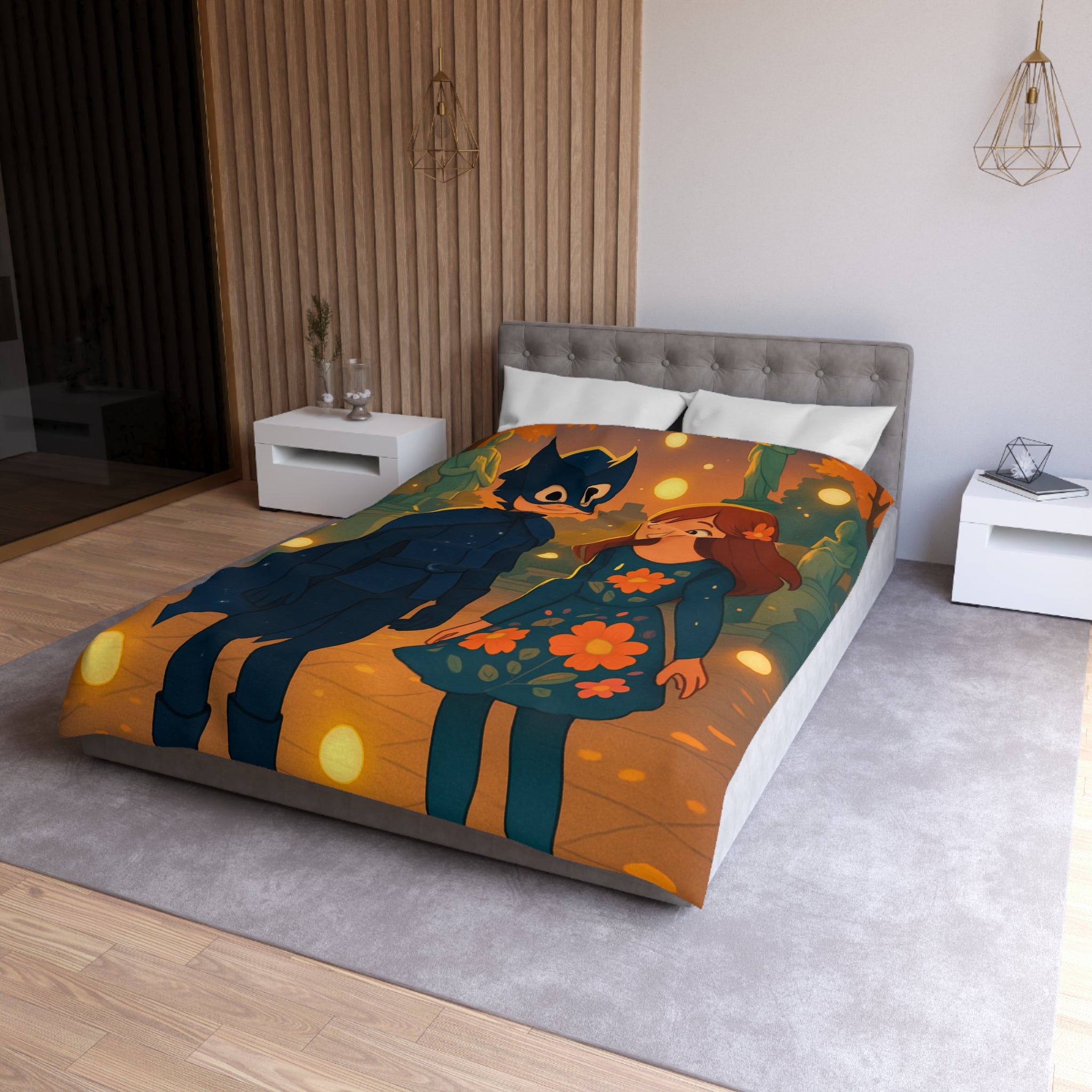 Housse de Couette Microfibre Motif Créatif Original Style Contemporain Chambre Élégante