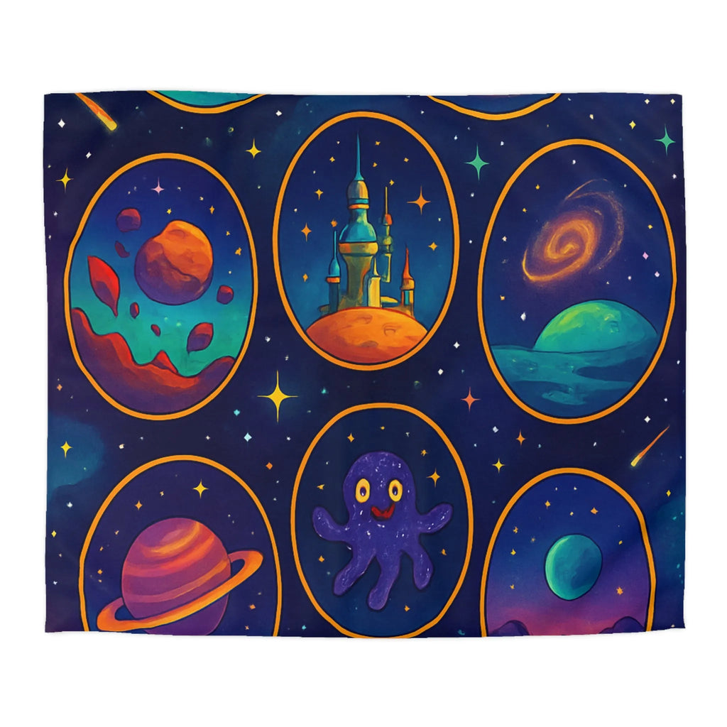 Housse de couette colorée de l'espace avec planètes et étoiles pour chambre enfant