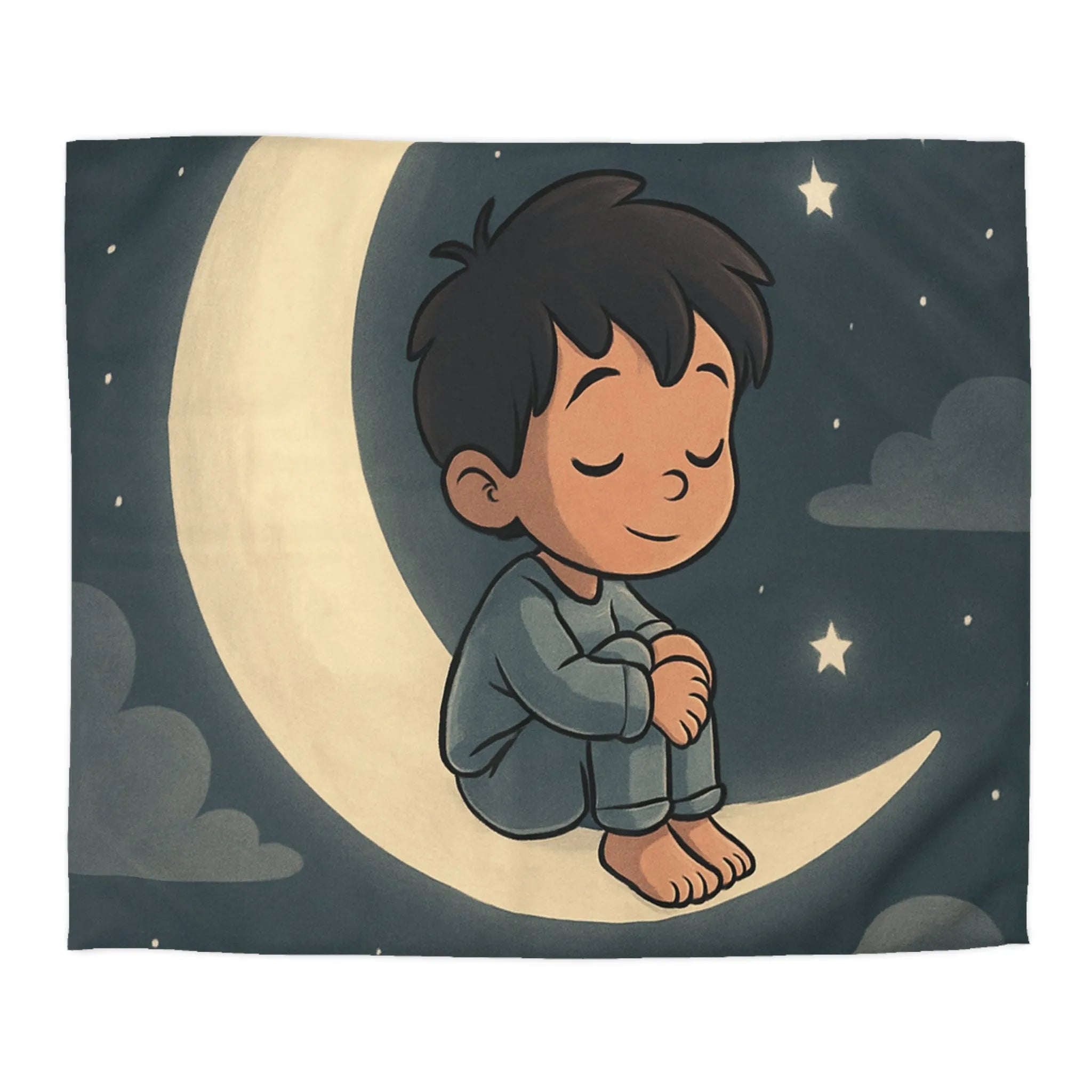 Enchantez les rêves de votre enfant avec cette housse de couette lune étoilée