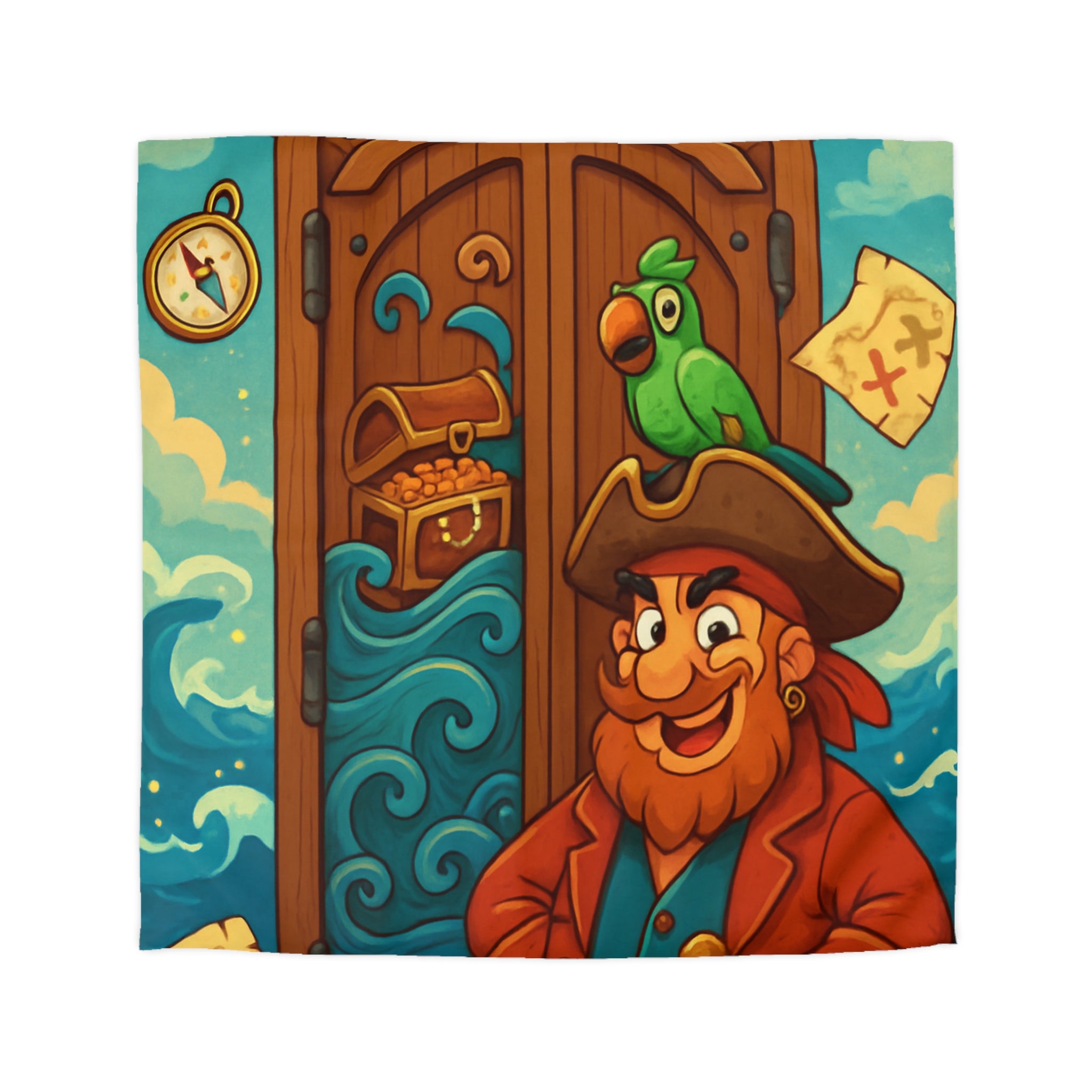 Parure de Lit Pirate Colorée avec Perroquet et Trésor Idéale pour Chambre Enfant