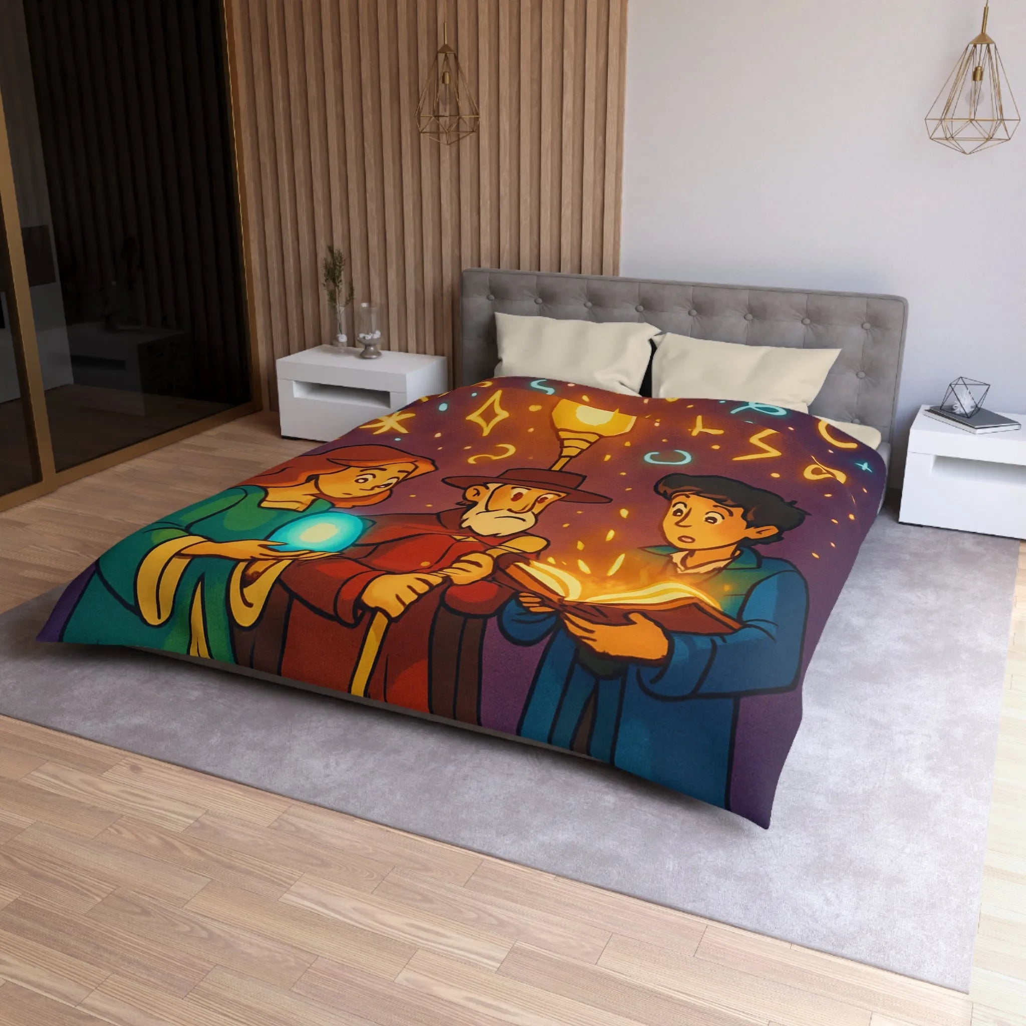 Explorez un Monde Magique avec Housse de Couette Aux Détails Lumineux et Enchantés