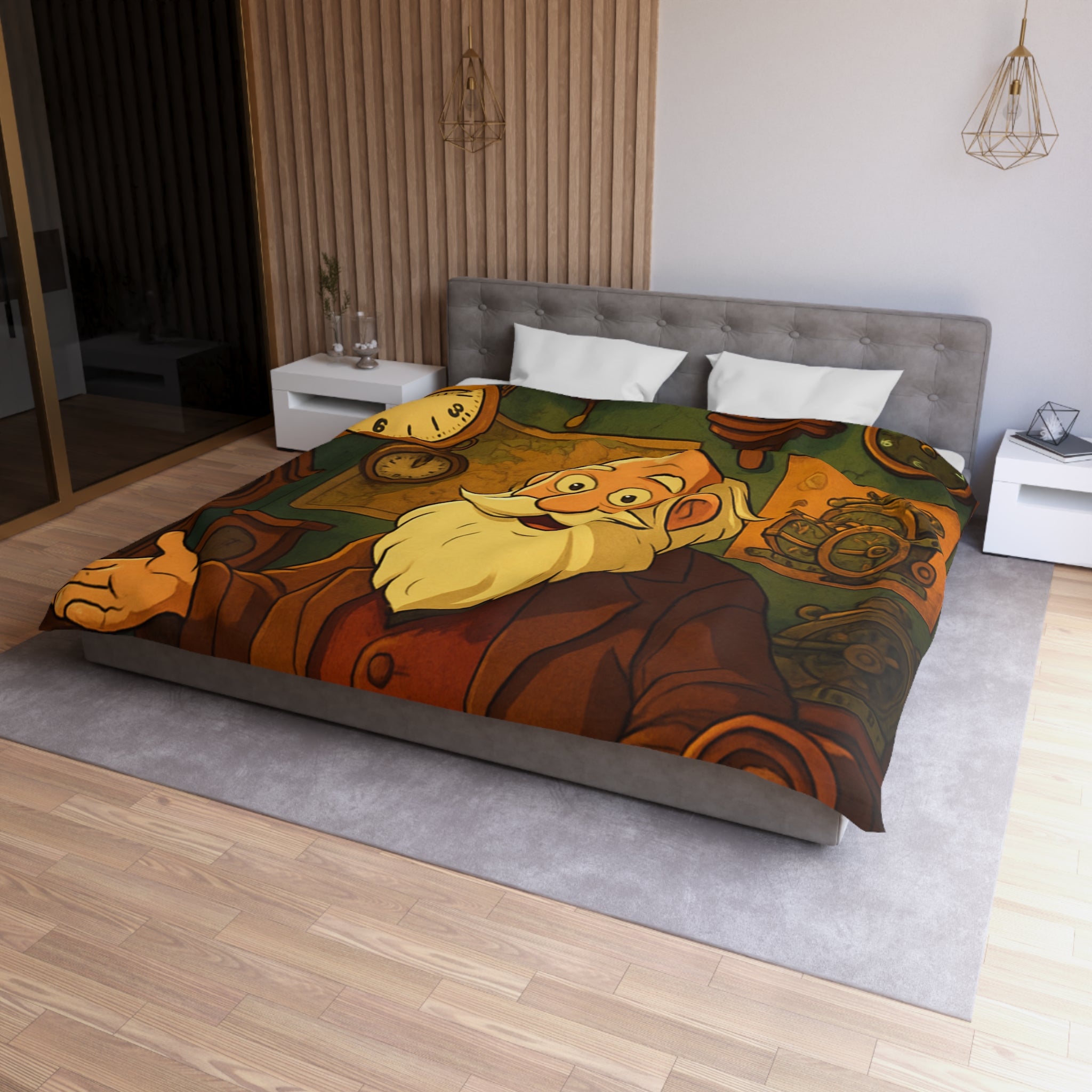 Housse de Couette Microfibre Illustration Unique Design Moderne Décoration Intérieure Raffinée