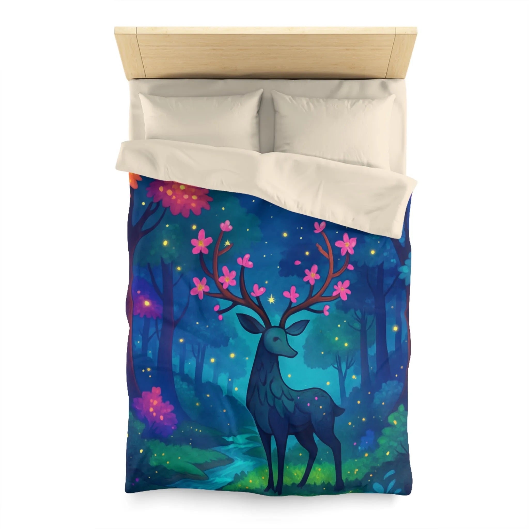 Enchantez votre chambre avec une housse de couette forêt féerique et cerf mystique