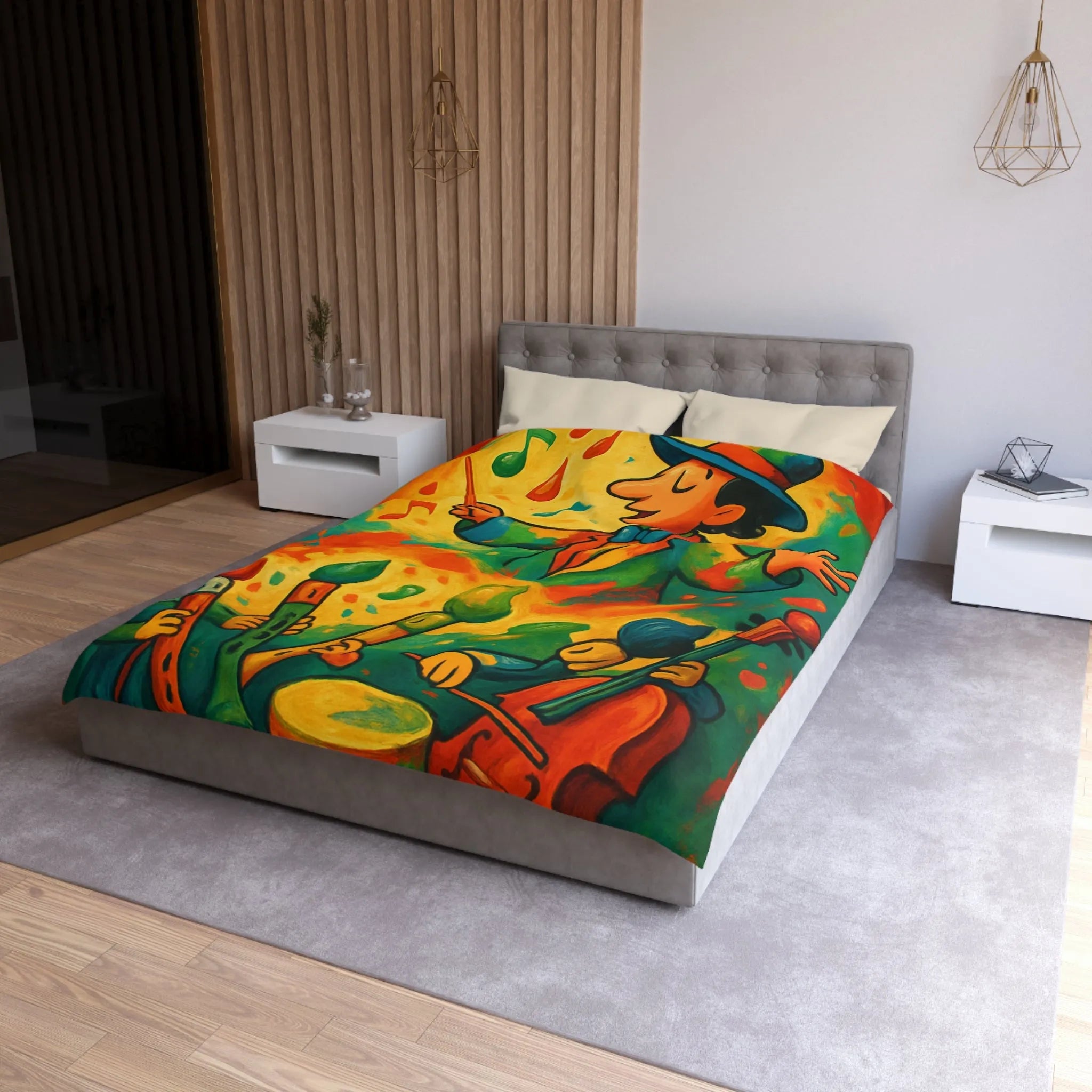 Housse de Couette Microfibre Art Graphique Contemporain Style Décoratif Chambre Tendance