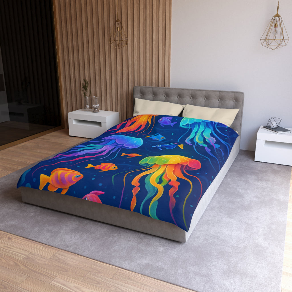 Housse de Couette Océanique Méduse Arc-en-ciel pour Décoration de Chambre Enfant Créative