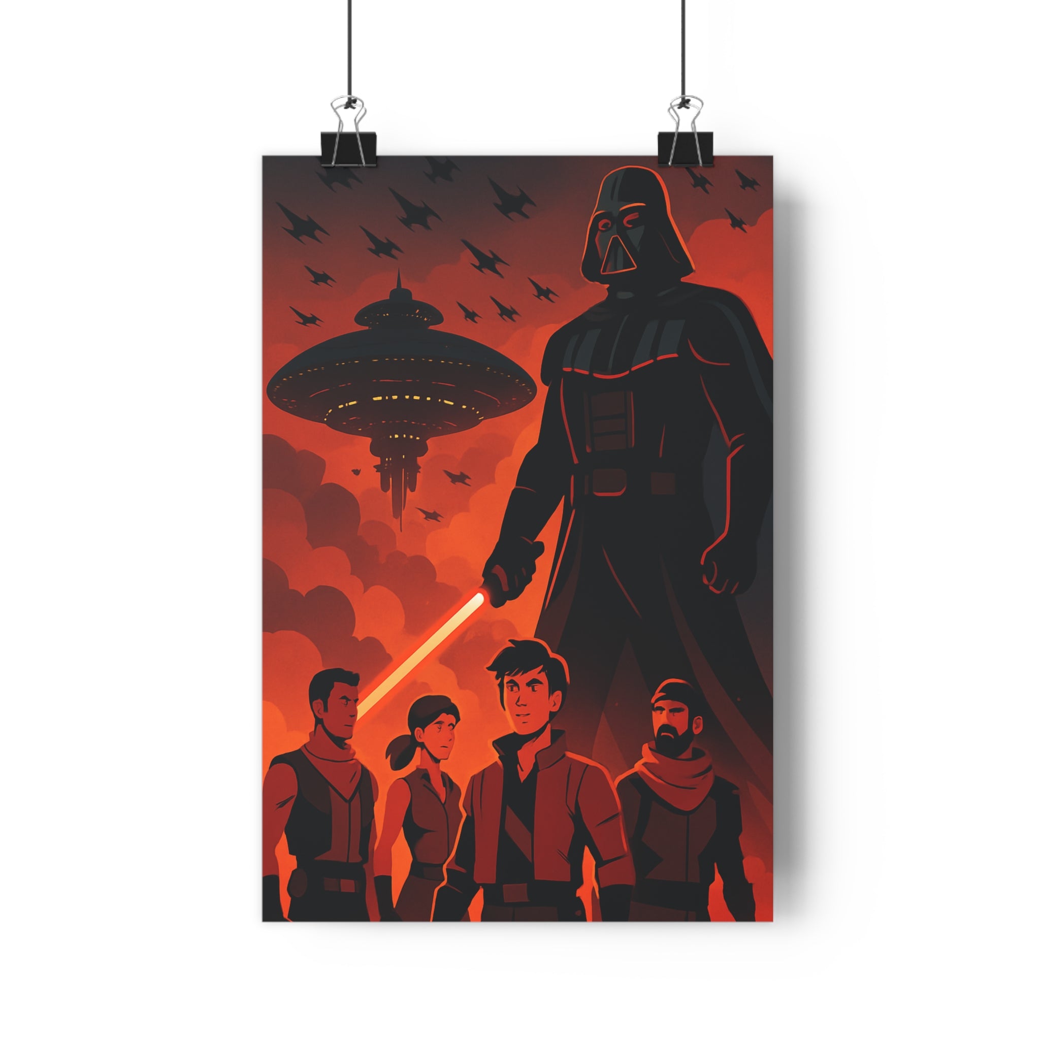 Poster décoratif rouge noir anime dramatique aventure salon chambre épique sabre lumineux personnage vaisseaux