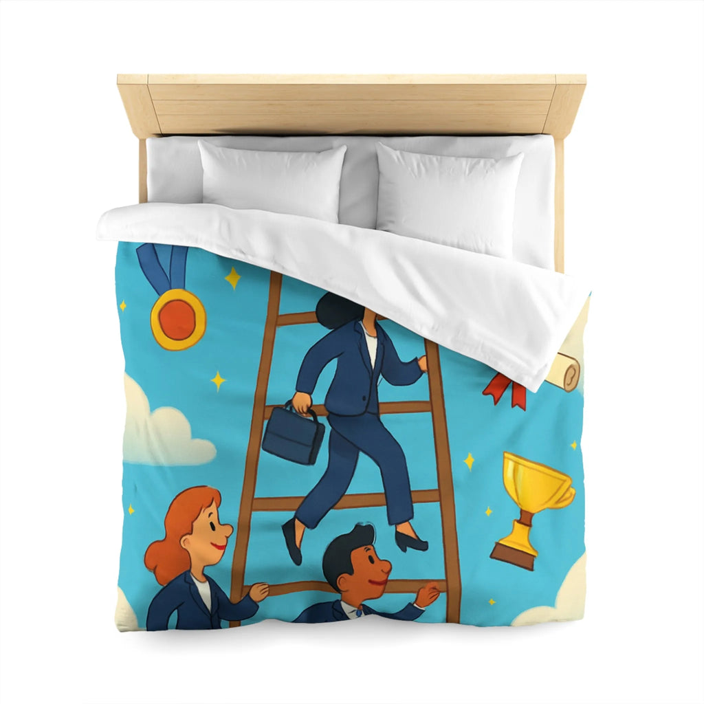 Housse de couette ludique : Échelle des réussites avec trophées et médailles colorées