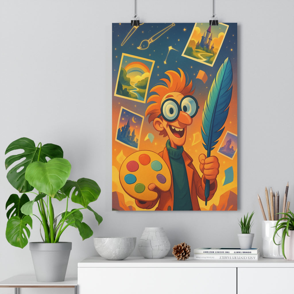 Poster décoratif cartoon joyeux créatif lumineux coloré bureau chambre enfant fantastique rêveur illustrations art