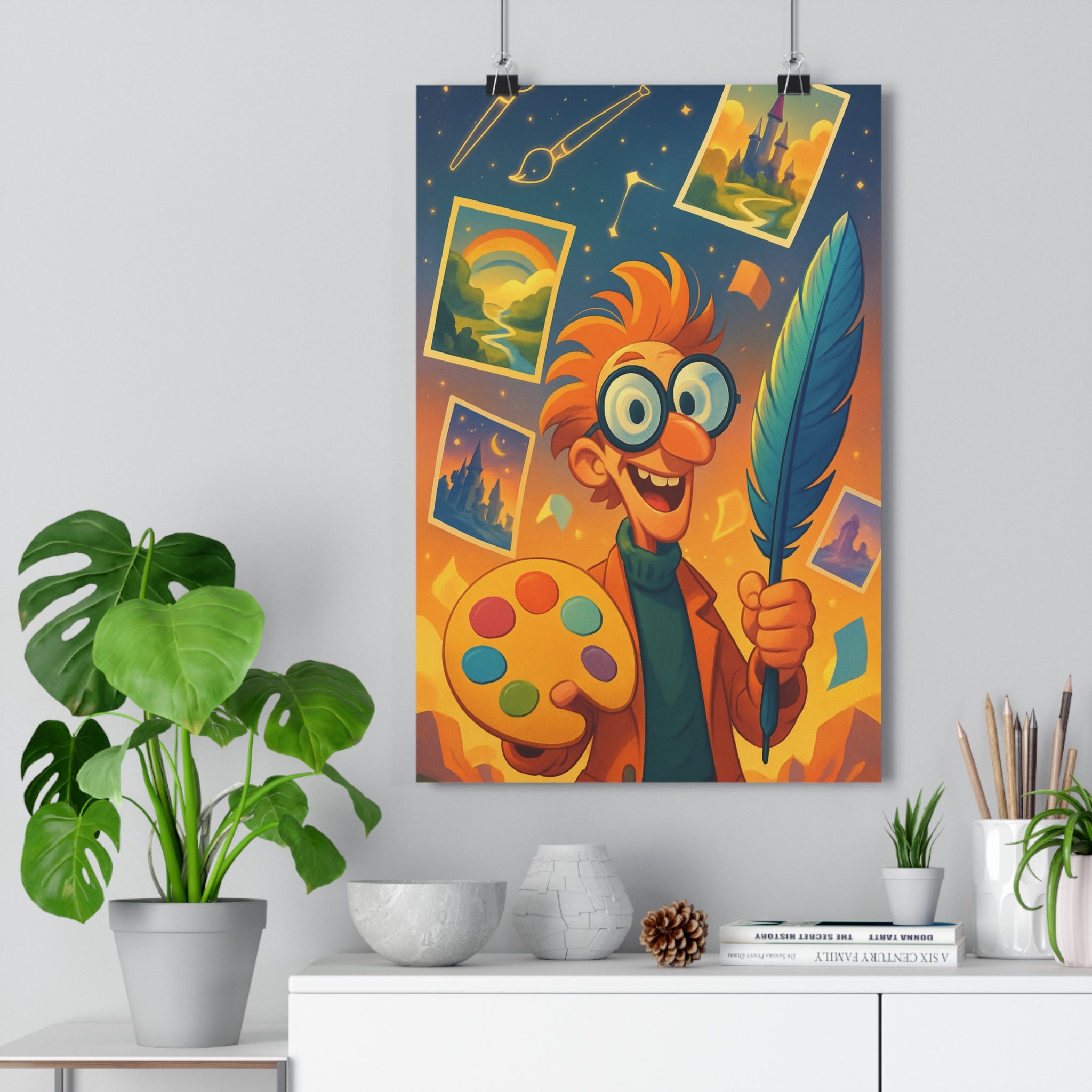 Poster décoratif cartoon joyeux créatif lumineux coloré bureau chambre enfant fantastique rêveur illustrations art