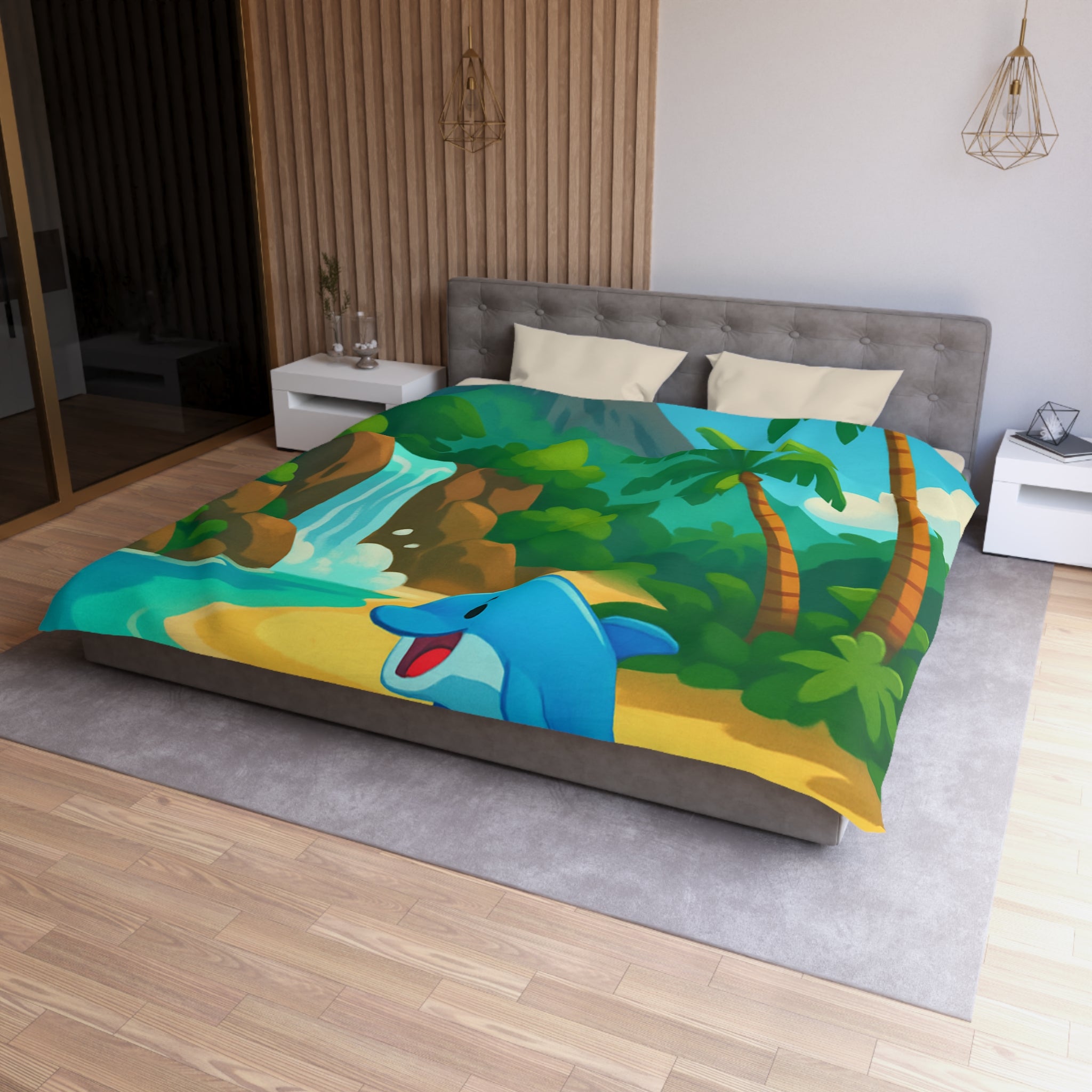 Housse de Couette Microfibre Motif Créatif Original Style Contemporain Chambre Élégante