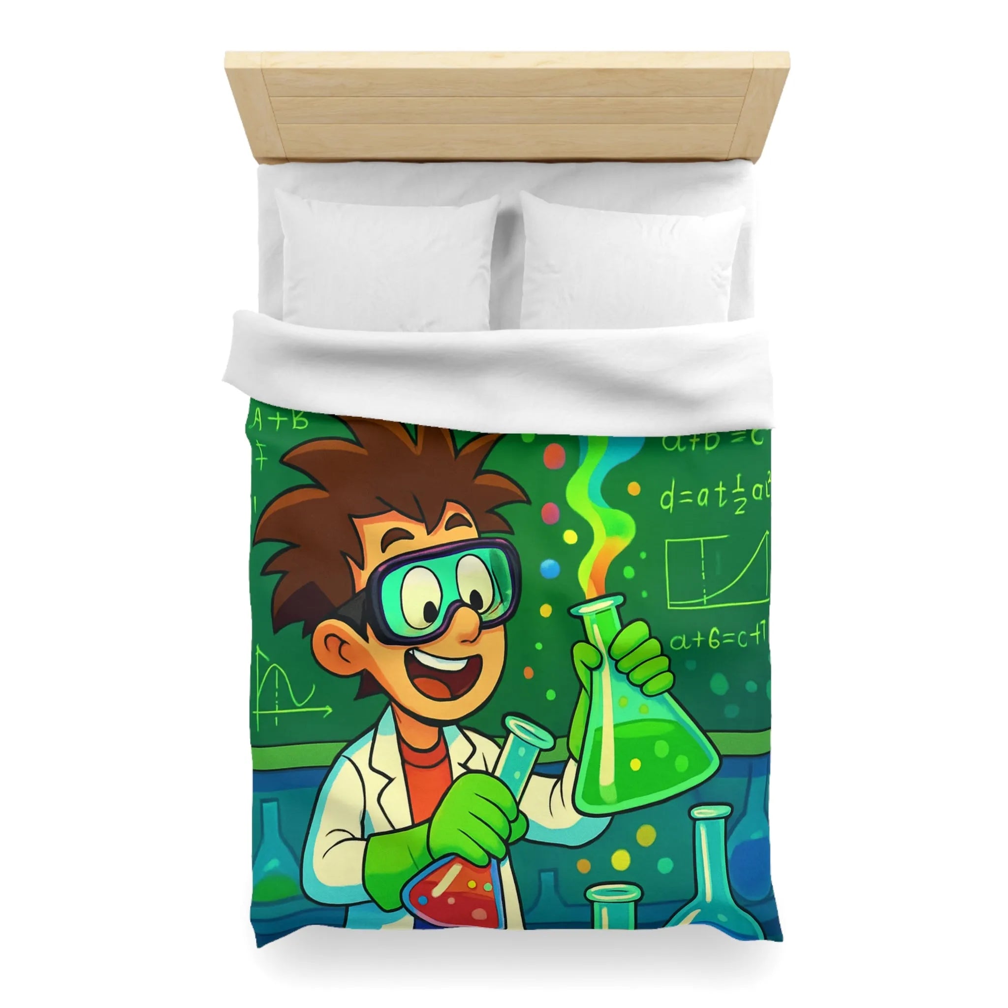 Housse de couette colorée pour enfants avec motif laboratoire scientifique amusant et éducatif