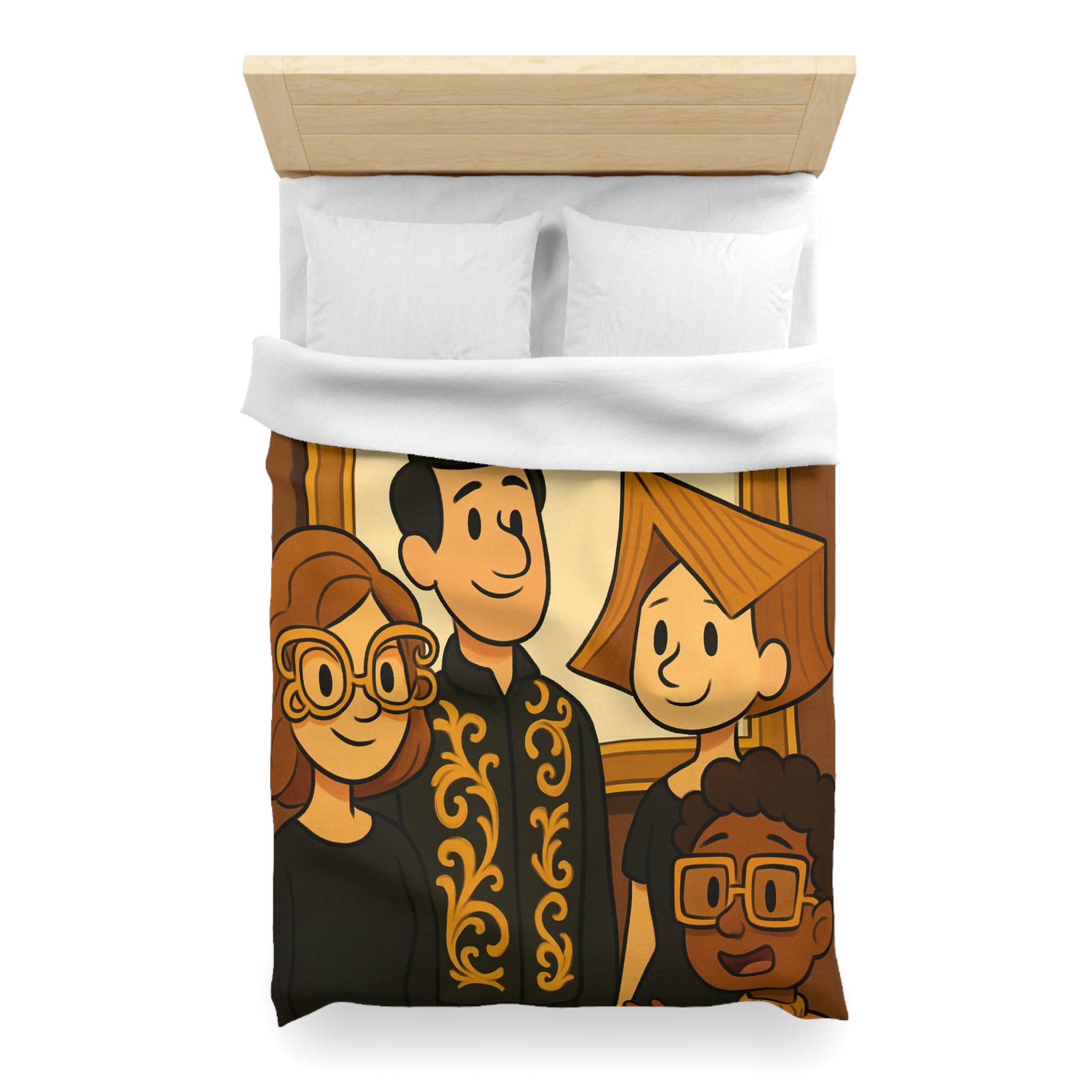 Housse de Couette Originale avec Illustration de Quatre Personnages Animés au Style Unique