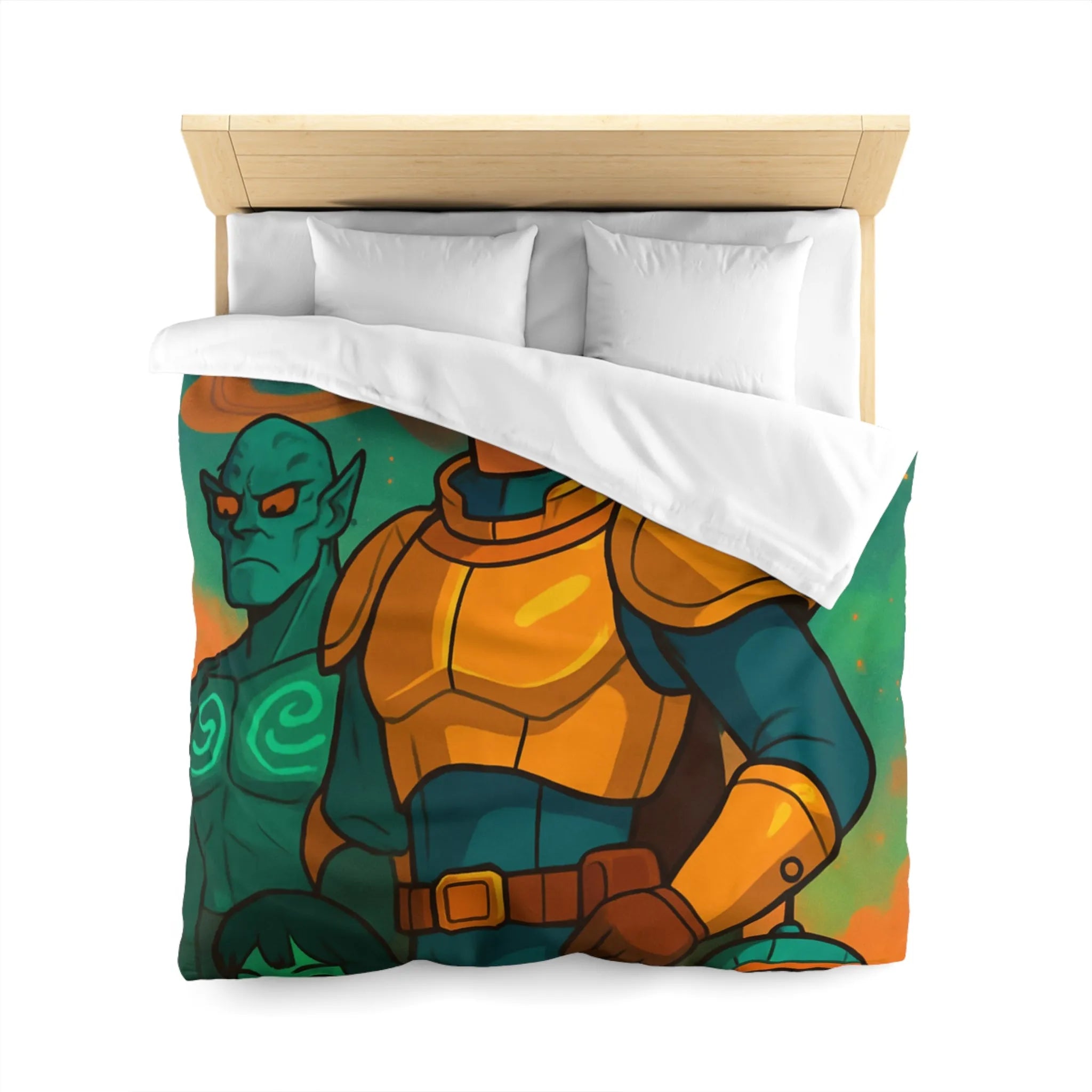 Housse de Couette Design Futuriste avec Héros de l'Espace et Planète Saturne