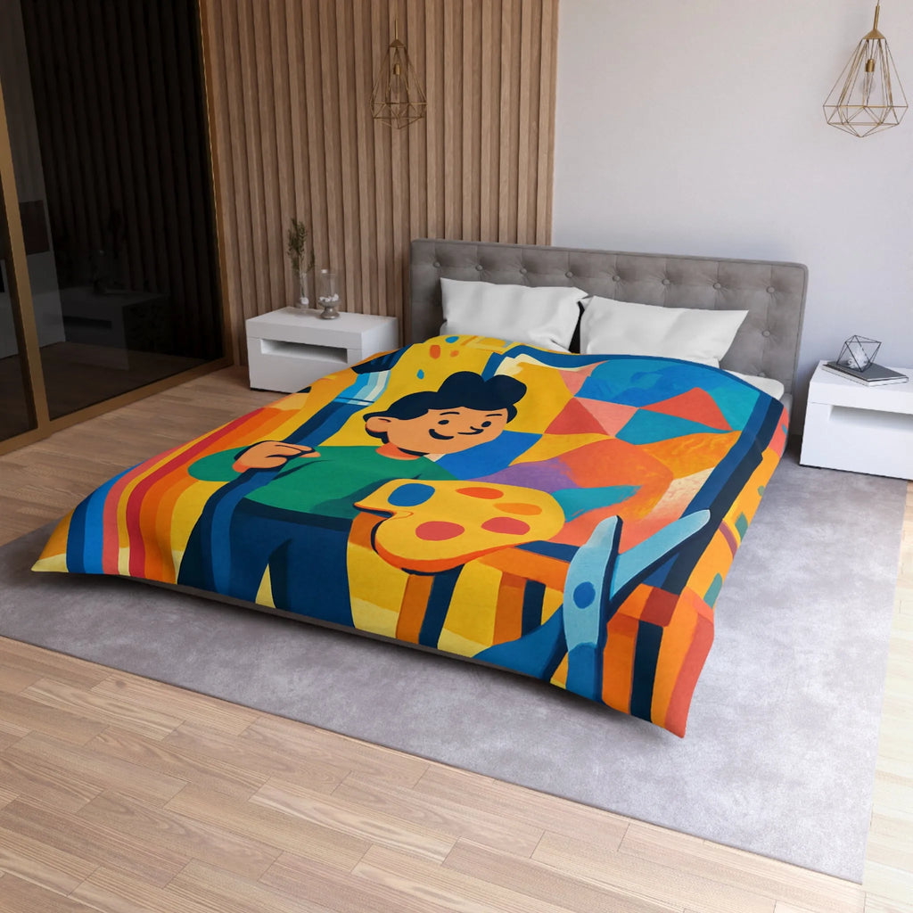 Housse de couette colorée avec motif artistique vibrante pour chambres créatives et dynamiques