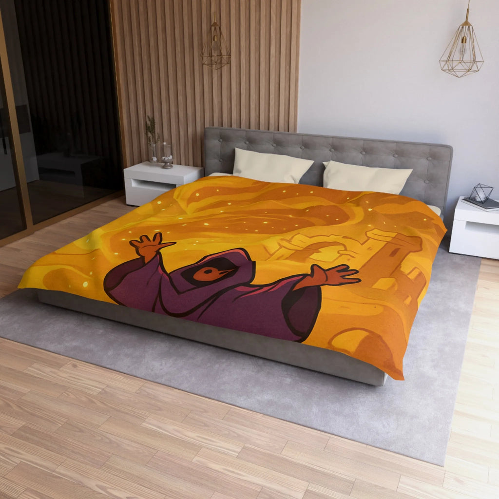 Housse de Couette Envoûtante avec Sorcier et Tempête de Sable en Arrière-Plan Mystique