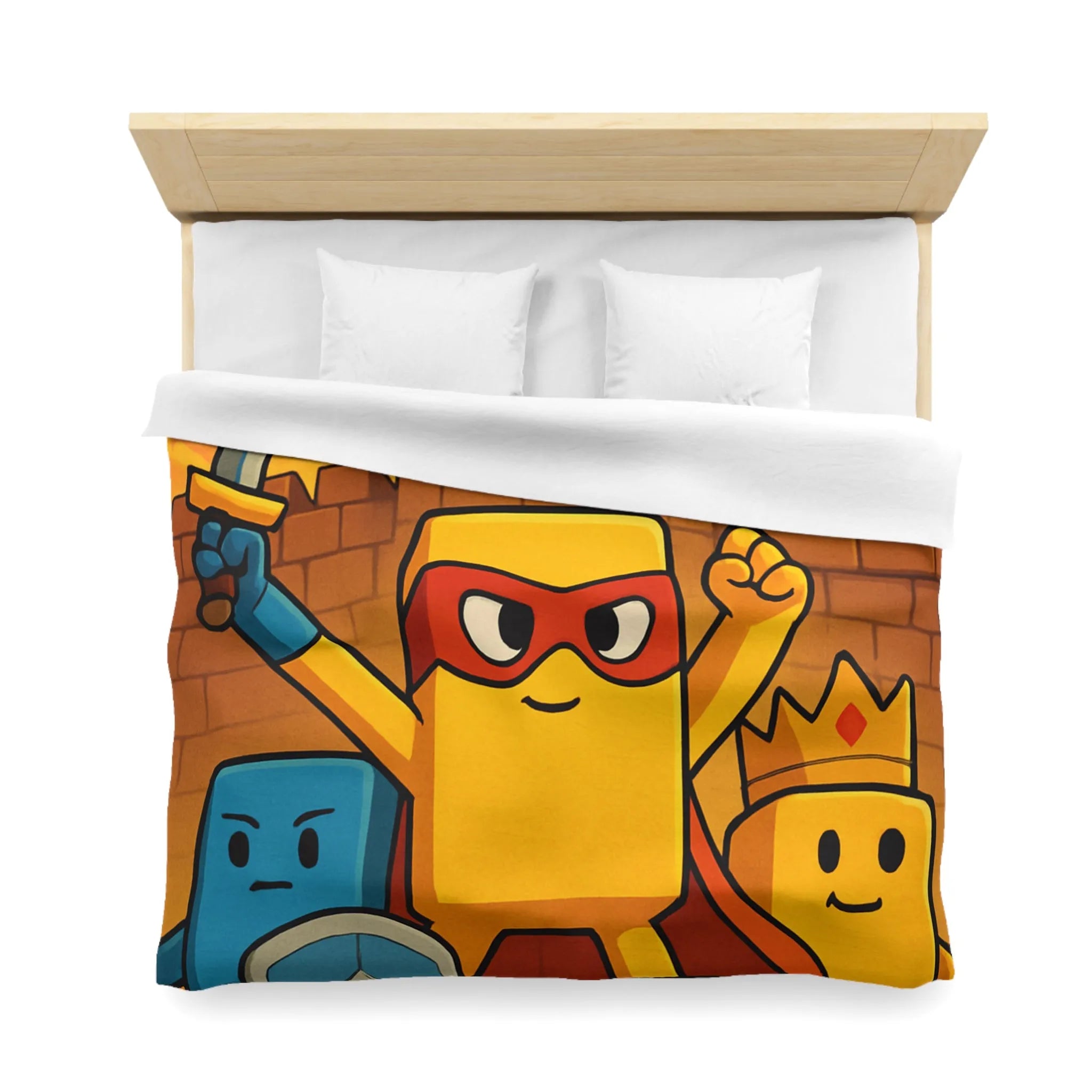 Housse de couette colorée avec personnages géométriques stylisés pour chambre d'enfant