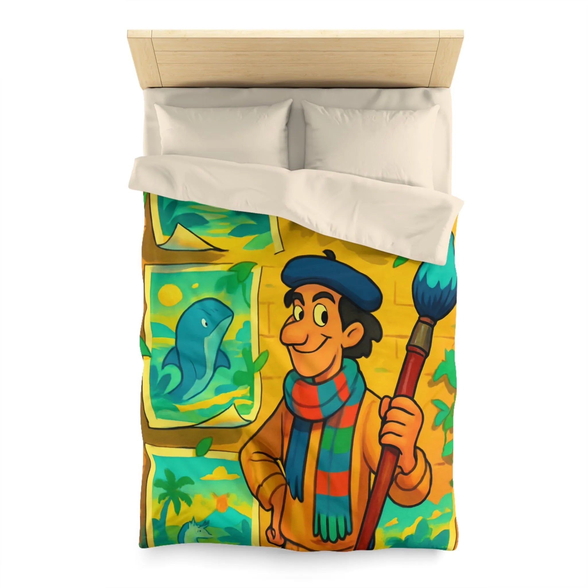 Housse de Couette Microfibre Art Graphique Contemporain Style Décoratif Chambre Tendance