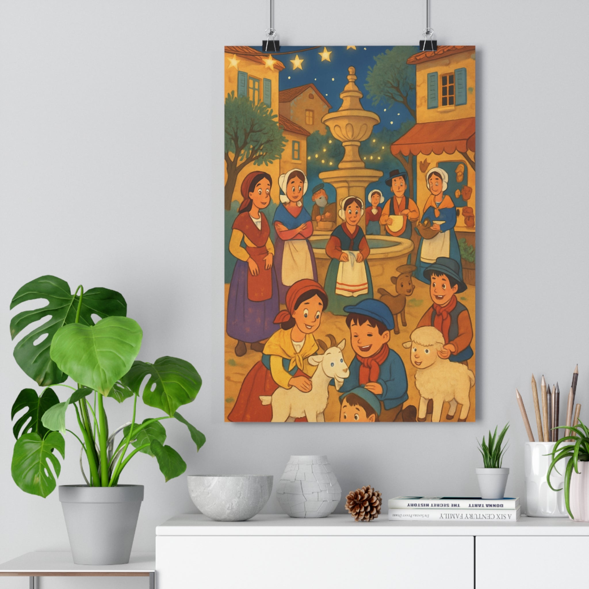 Poster décoratif cartoon Noël provençal joyeux chaleureux salon chambre traditionnel intérieur 30x46 festif enfant