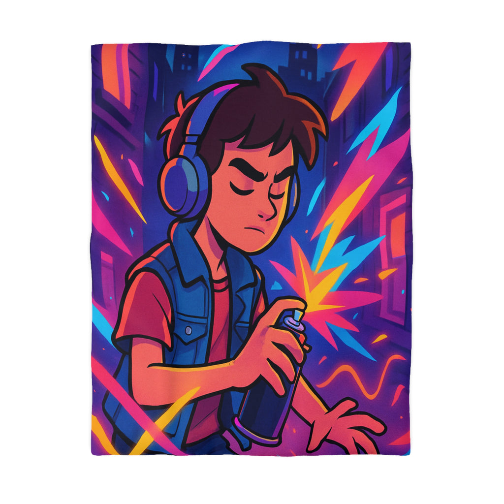 Housse de Couette Microfibre Design Artistique Moderne Décoration Chambre Confort Premium