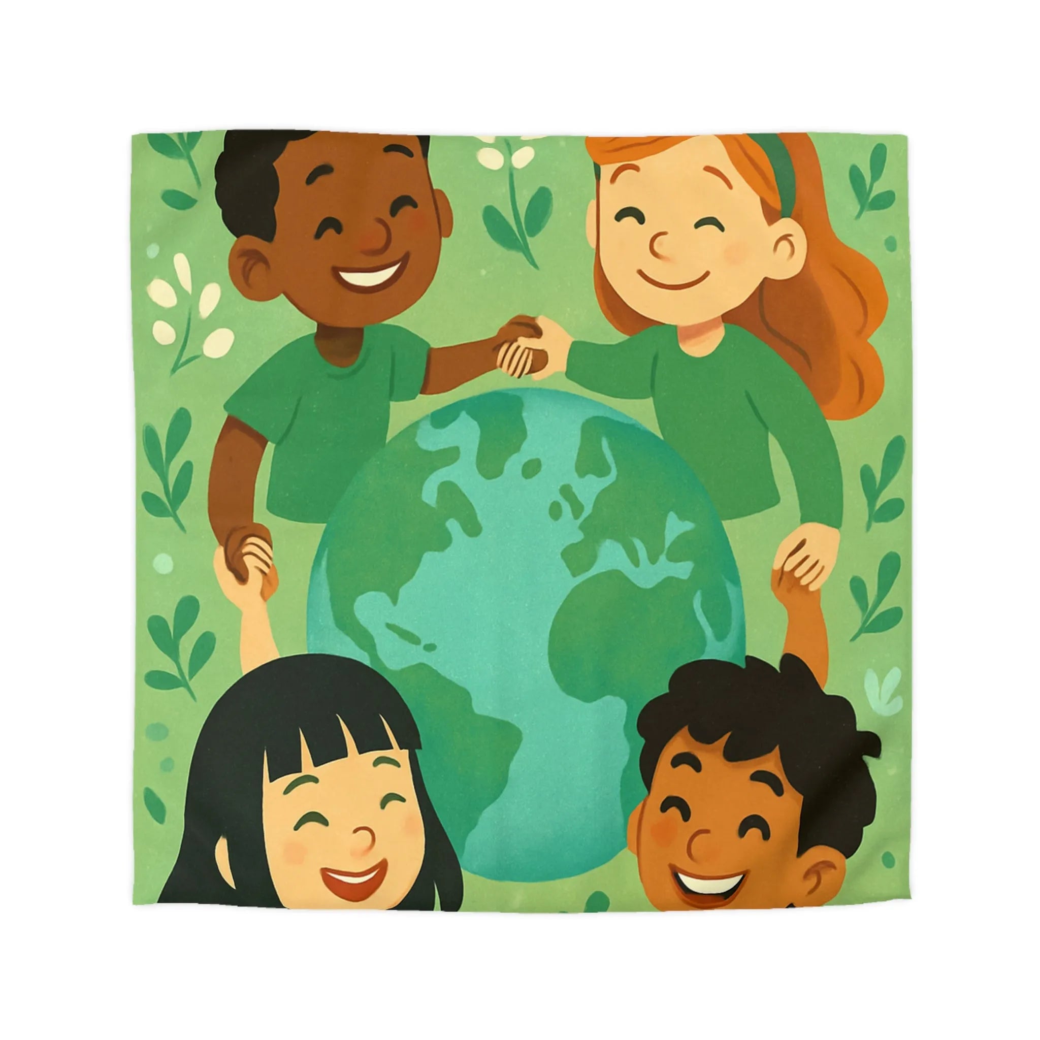 Housse de couette enfant monde coloré, paix et amitié, thème écologique éducatif
