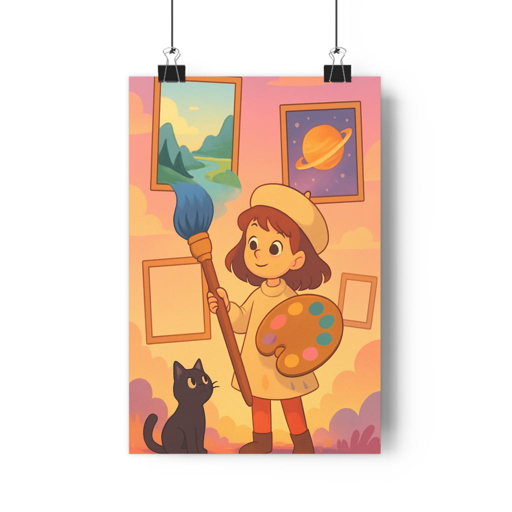 Poster décoratif artistique rêveur pastel chambre salon moderne créatif féerique enfant ambiance colorée unique