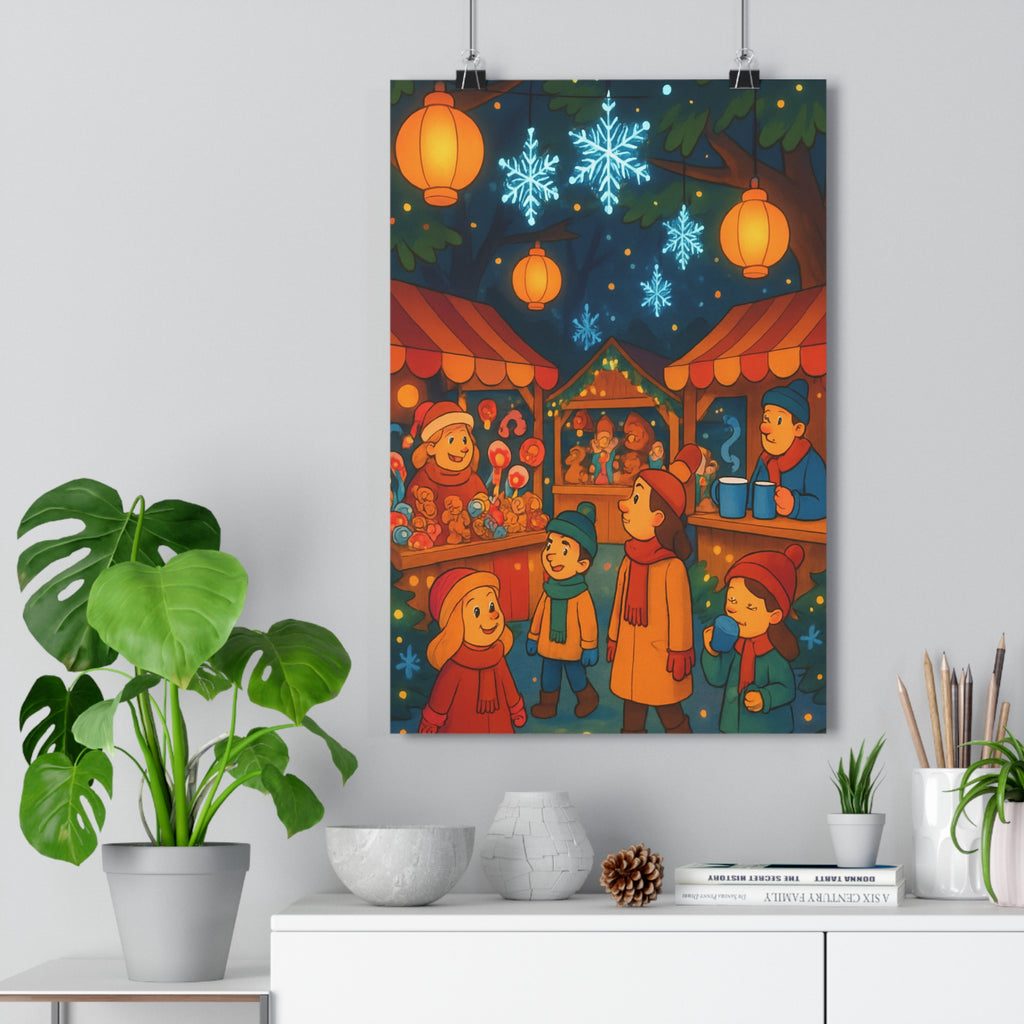 Poster décoratif joyeux neige flocons festif salon chambre chaleureux marché Noël 30x46 qualité qualité