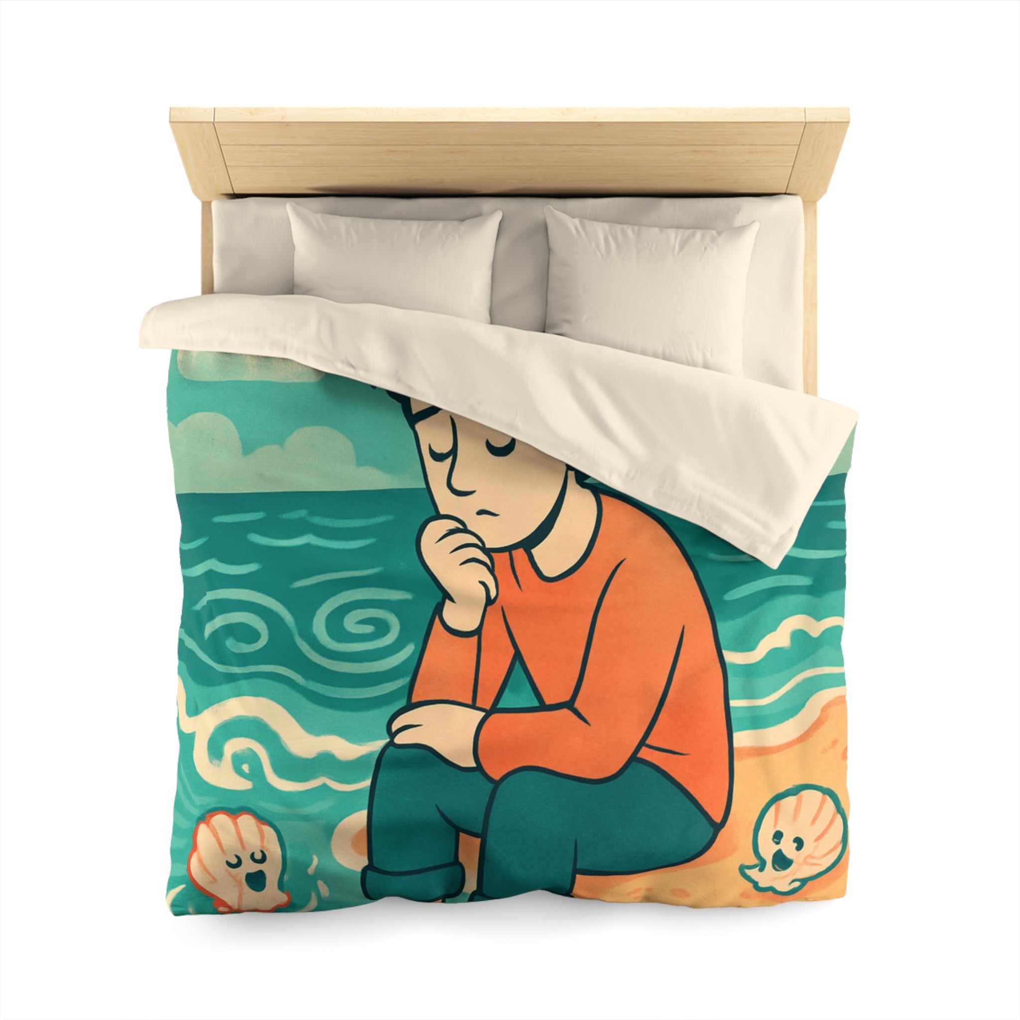 Confort Ludique : Housse de Couette Enfant Mer Océan Coquillage et Livres Volants