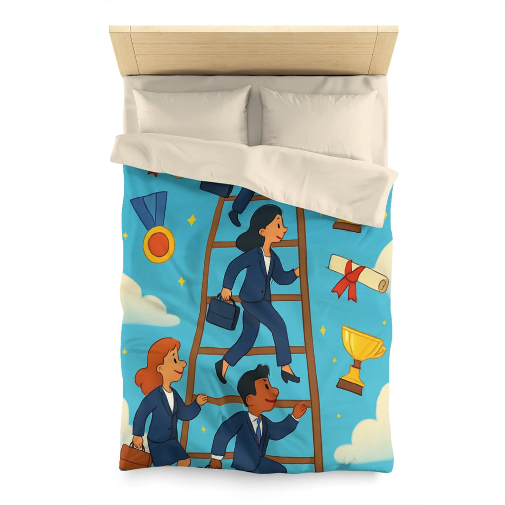 Housse de couette ludique : Échelle des réussites avec trophées et médailles colorées