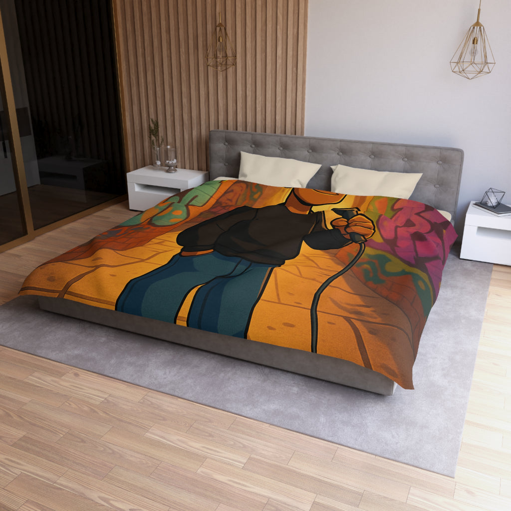 Housse de Couette Microfibre Design Artistique Moderne Décoration Chambre Confort Premium