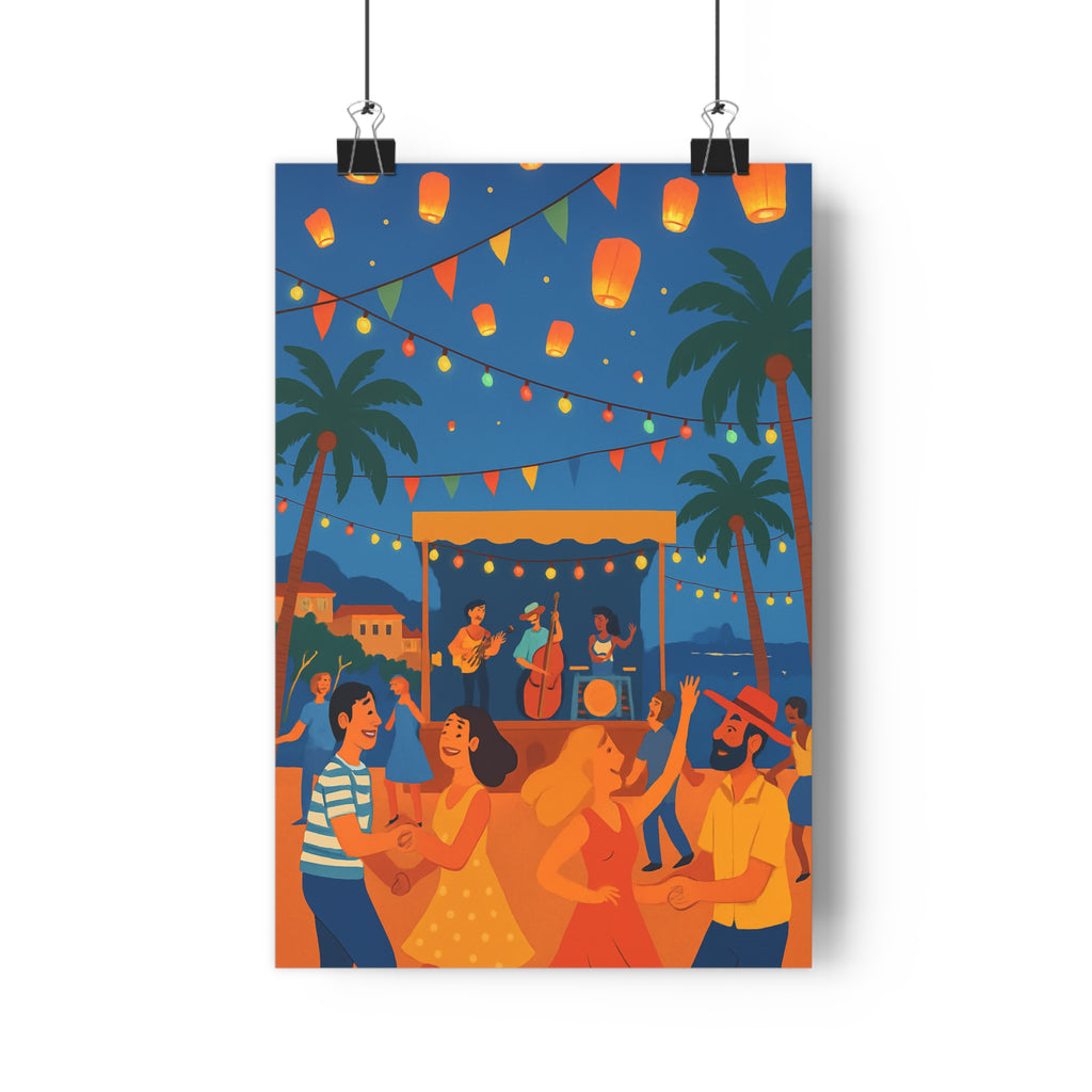 Poster décoratif cartoon ambiance joyeuse couleurs vives danse musique intérieur salon gaieté festif qualité