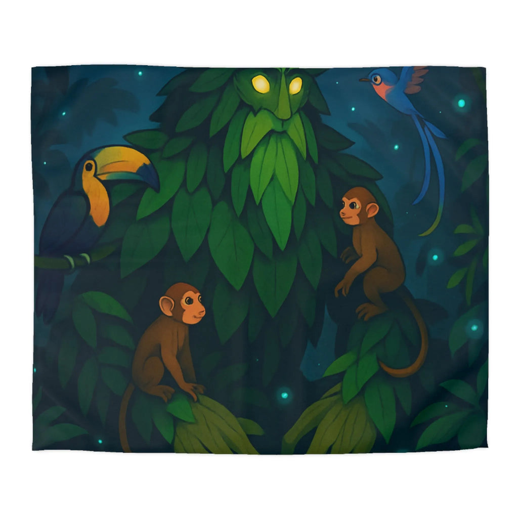 Housse de couette forêt enchanteresse avec animaux exotiques et créature mystérieuse