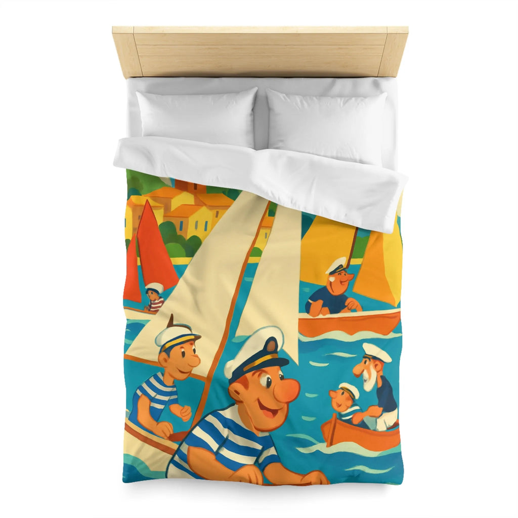 Housse de Couette Marine Vintage avec Voiliers et Matelots pour Chambre Ensoleillée