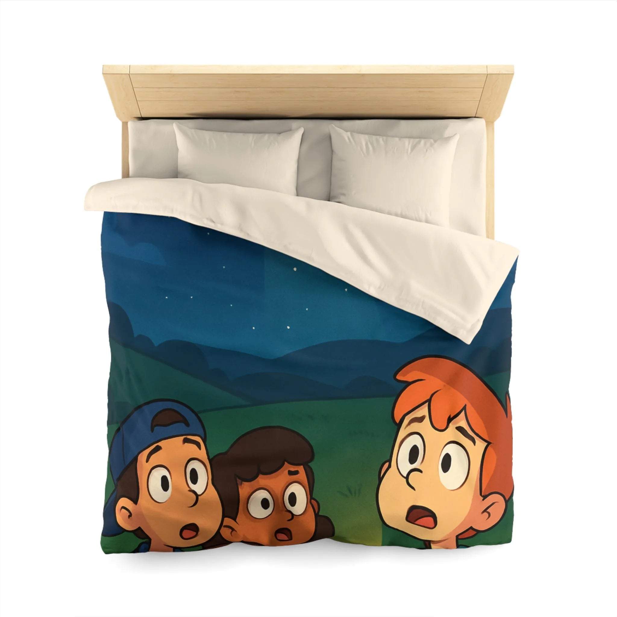 Découvre des Enfants Fascinés par un OVNI Éclairé dans le Ciel Nocturne Étoilé