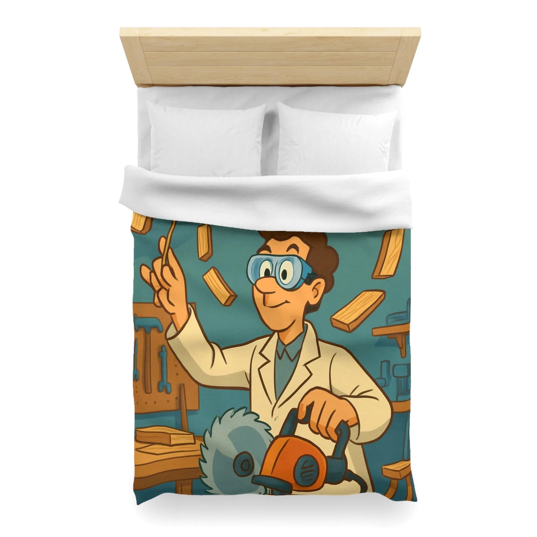 Housse de couette avec design créatif de menuiserie en style rétro et ludique