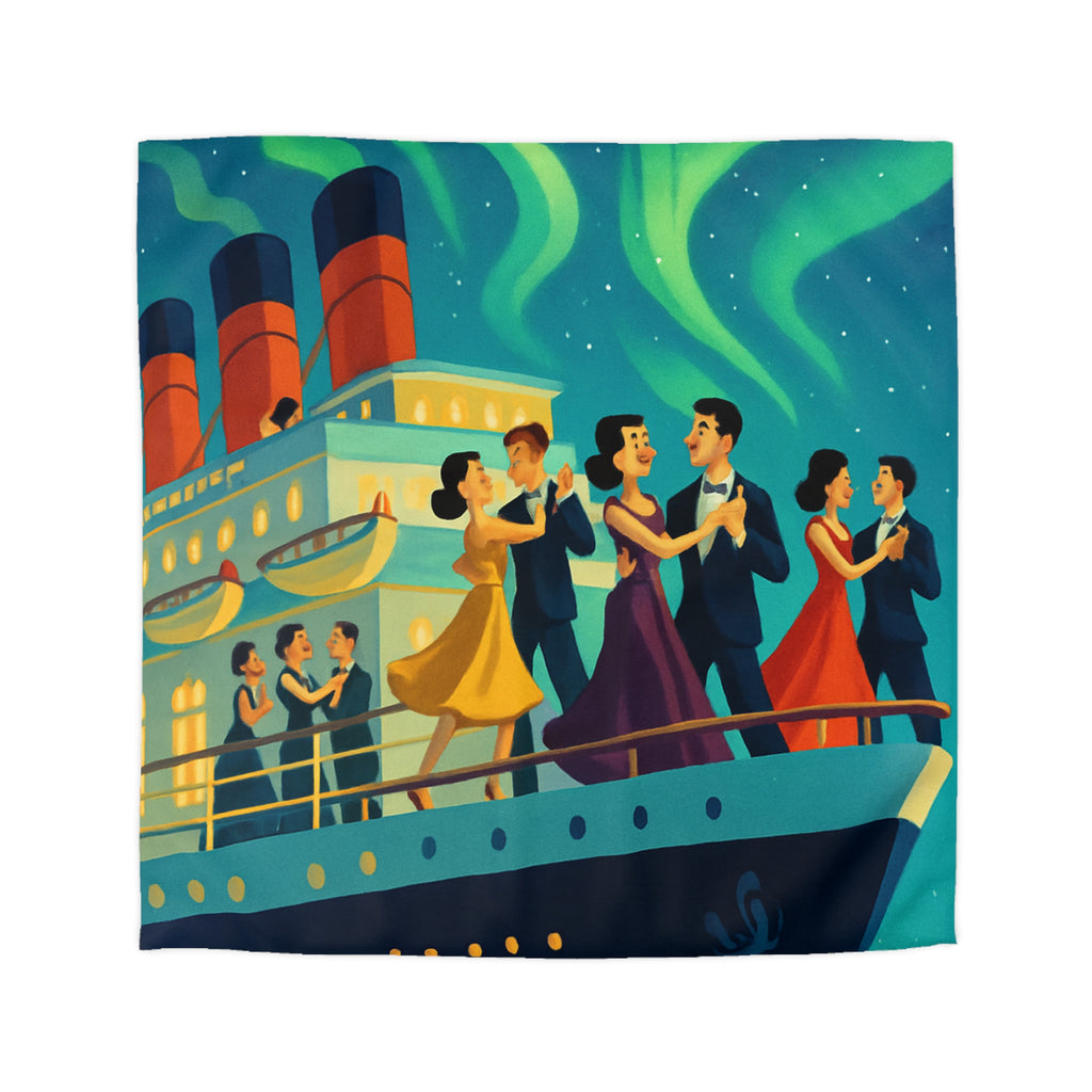 Housse de couette rétro dance nocturne aurores boréales croisière bateau élégant