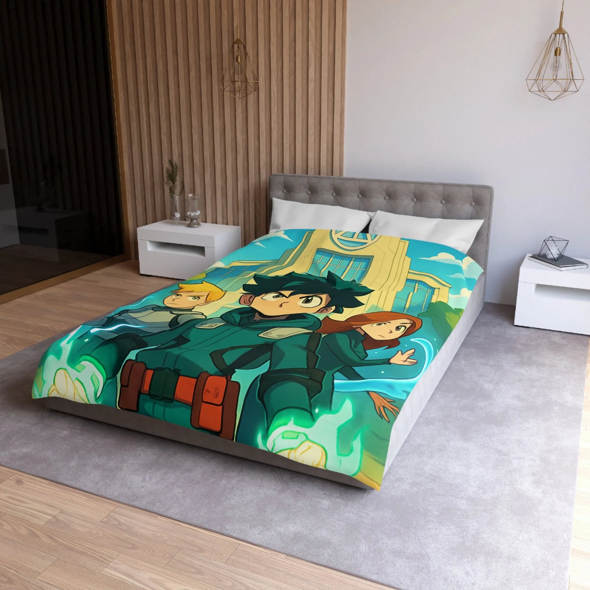 Housse de Couette Microfibre Art Graphique Contemporain Style Décoratif Chambre Tendance