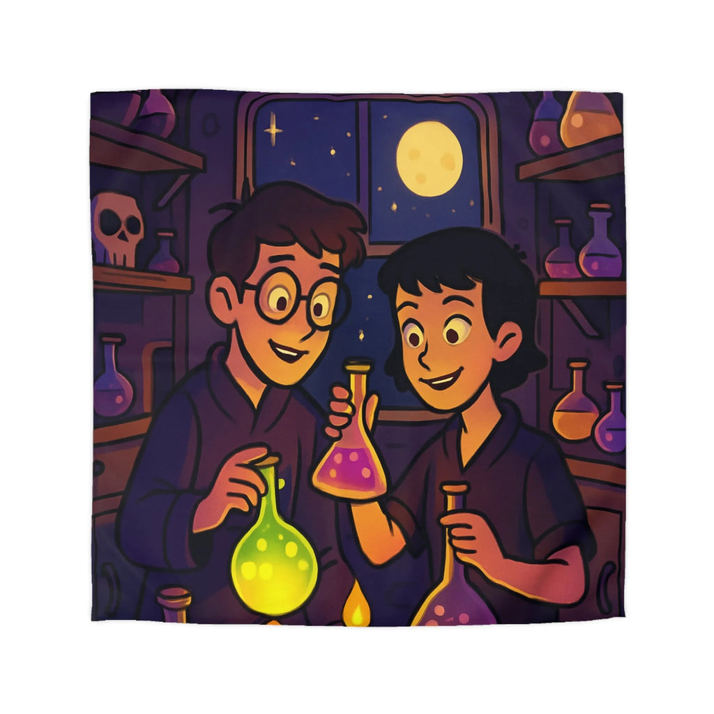 Housse de couette au design magique avec apprentis chimistes et alchimie nocturne féérique