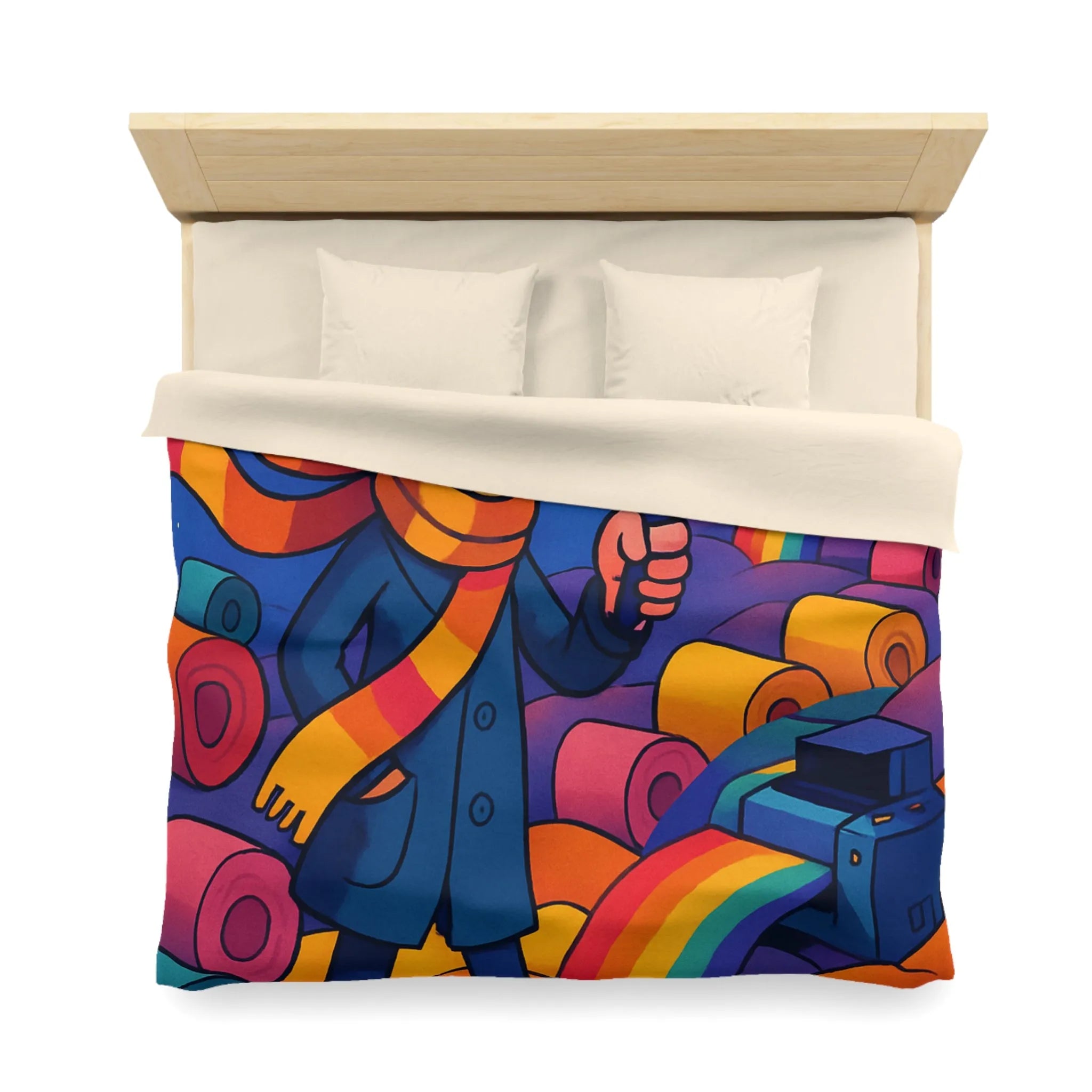 Explorez les couleurs et mystères sur housse de couette lumineuse avec détective fantaisiste