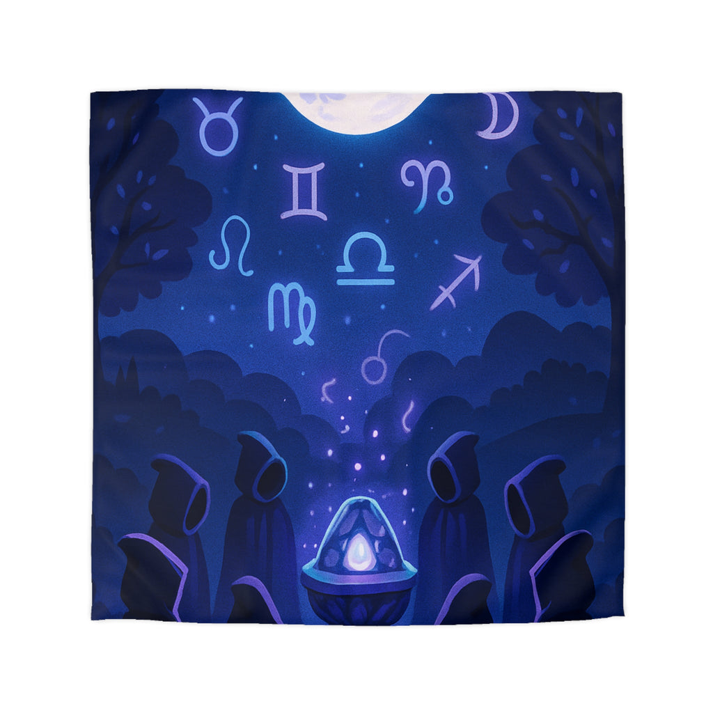 Housse de couette mystique avec symboles zodiacaux et lune pour ambiance ésotérique