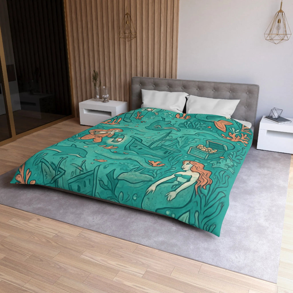 Dreamy Mermaid Enchantment: Diver's Exploration of Underwater World Bedding Delight for Kids
