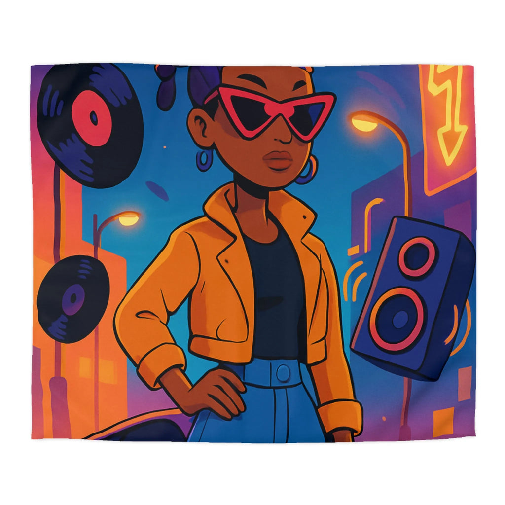 Housse de couette avec allure rétro urbaine et style dynamique aux couleurs vives